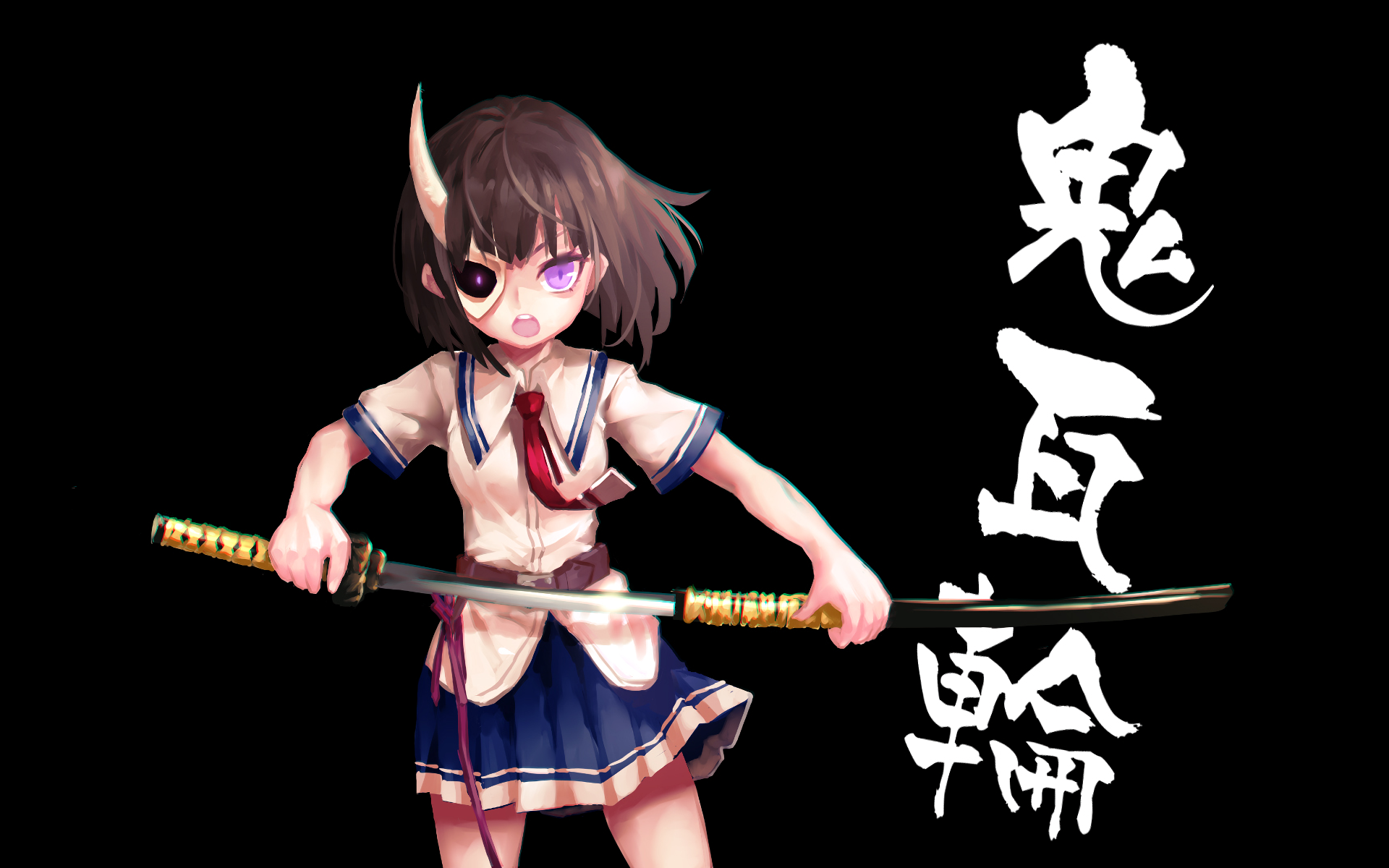 Rin Onigawara Busou Shoujo Machiavellianism Armed Girls Machiavellism Katana Mask 1920x1200