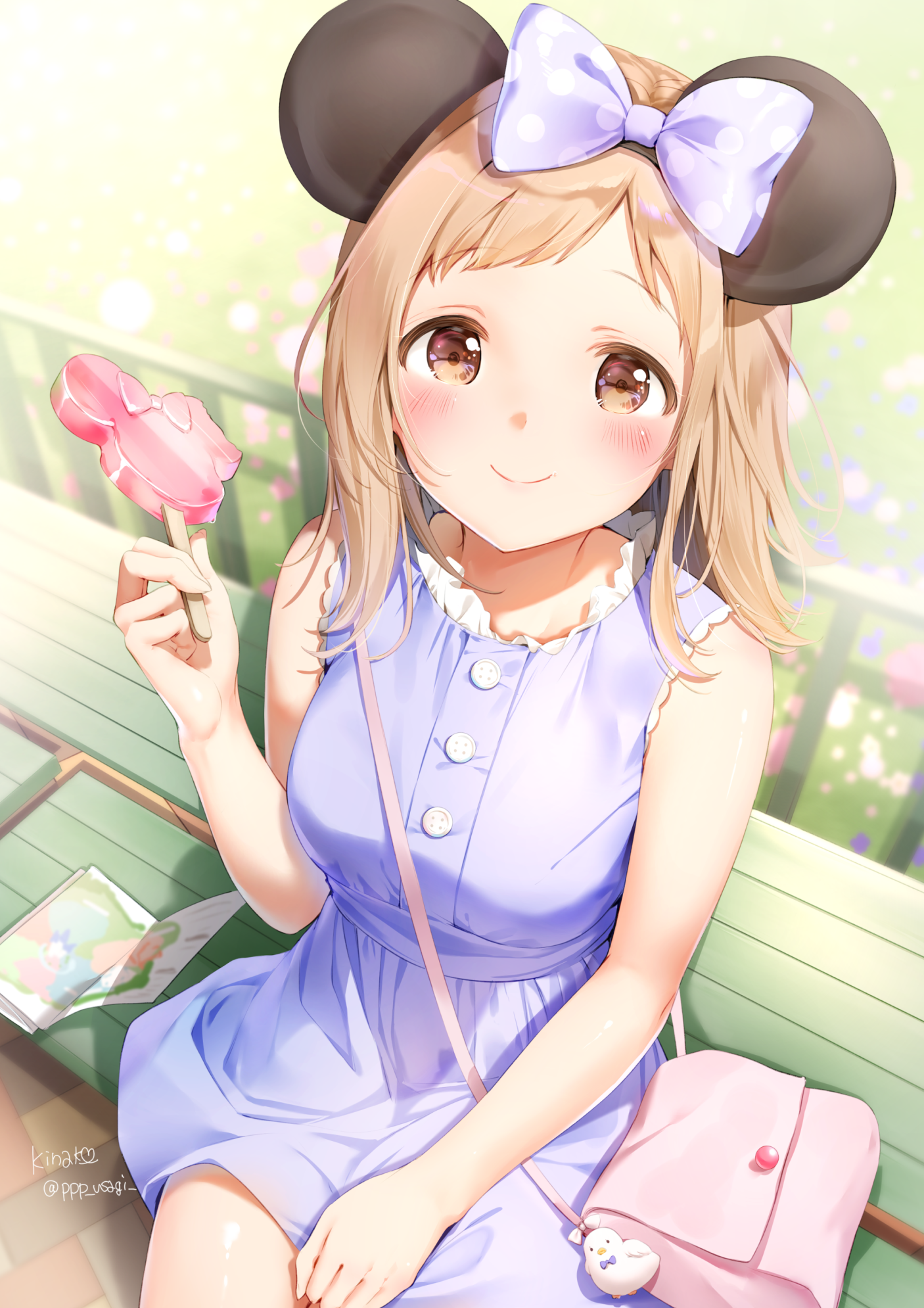 Anime Anime Girls Smiling Sweets Mouse Ears Dress 1406x1990