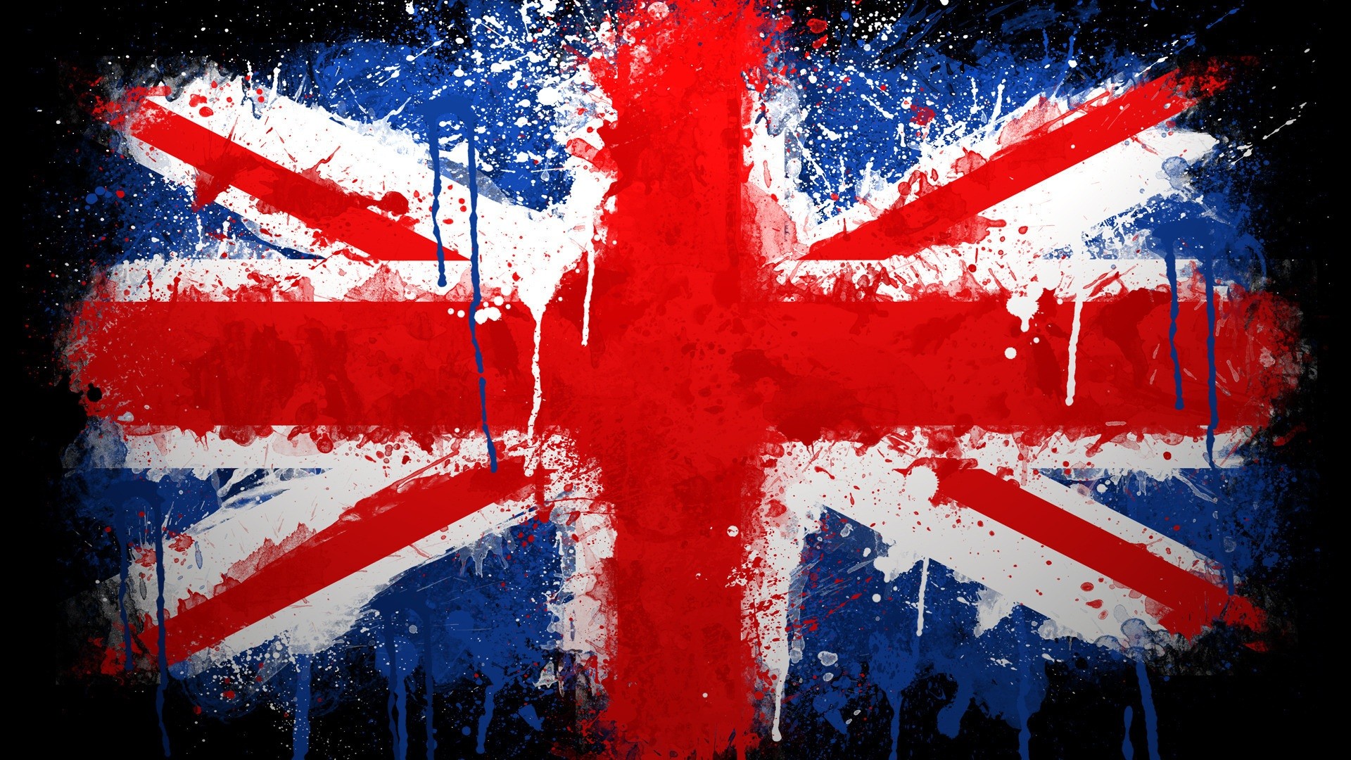 UK Flag Union Jack Paint Splatter British Flag 1920x1080