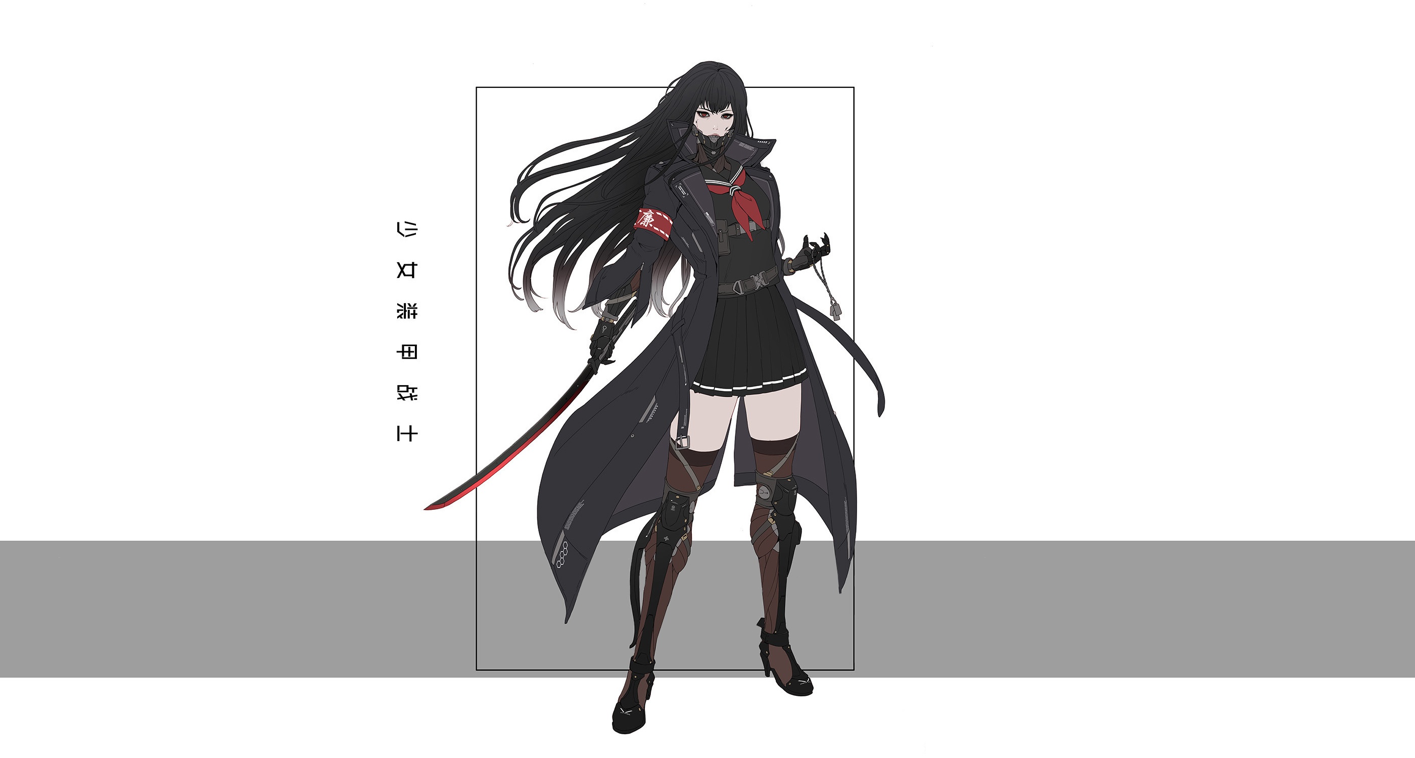 Simple Background Anime Girls Anime Sword Dark Hair Metal Gear Rising Revengeance 2800x1500