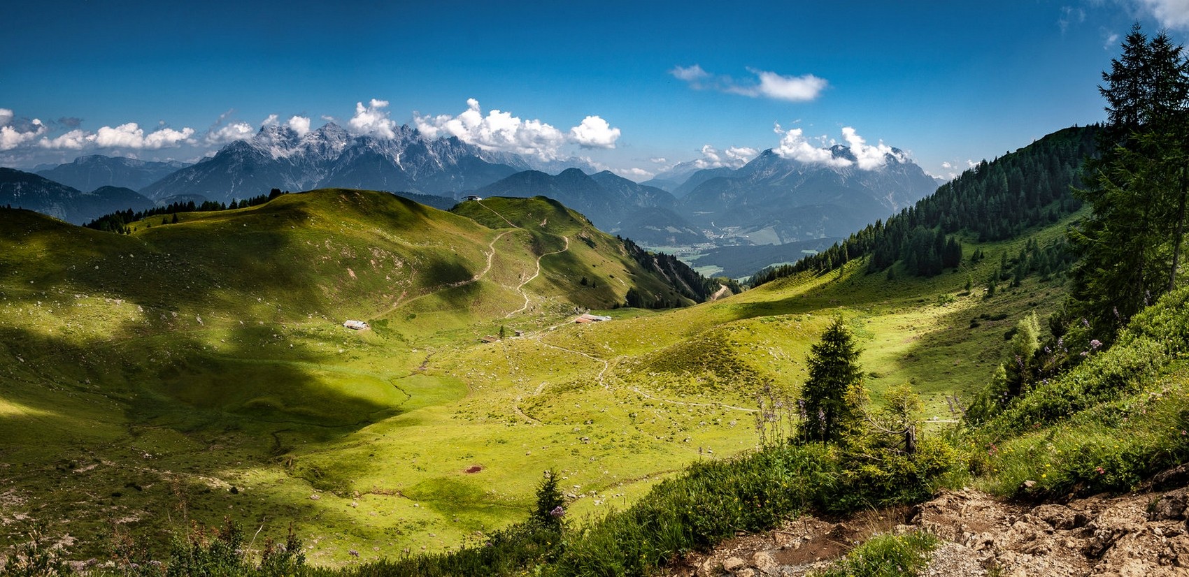 Nature Landscape Mountains Forest Grass Hiking Alps Summer Austria 1700x826