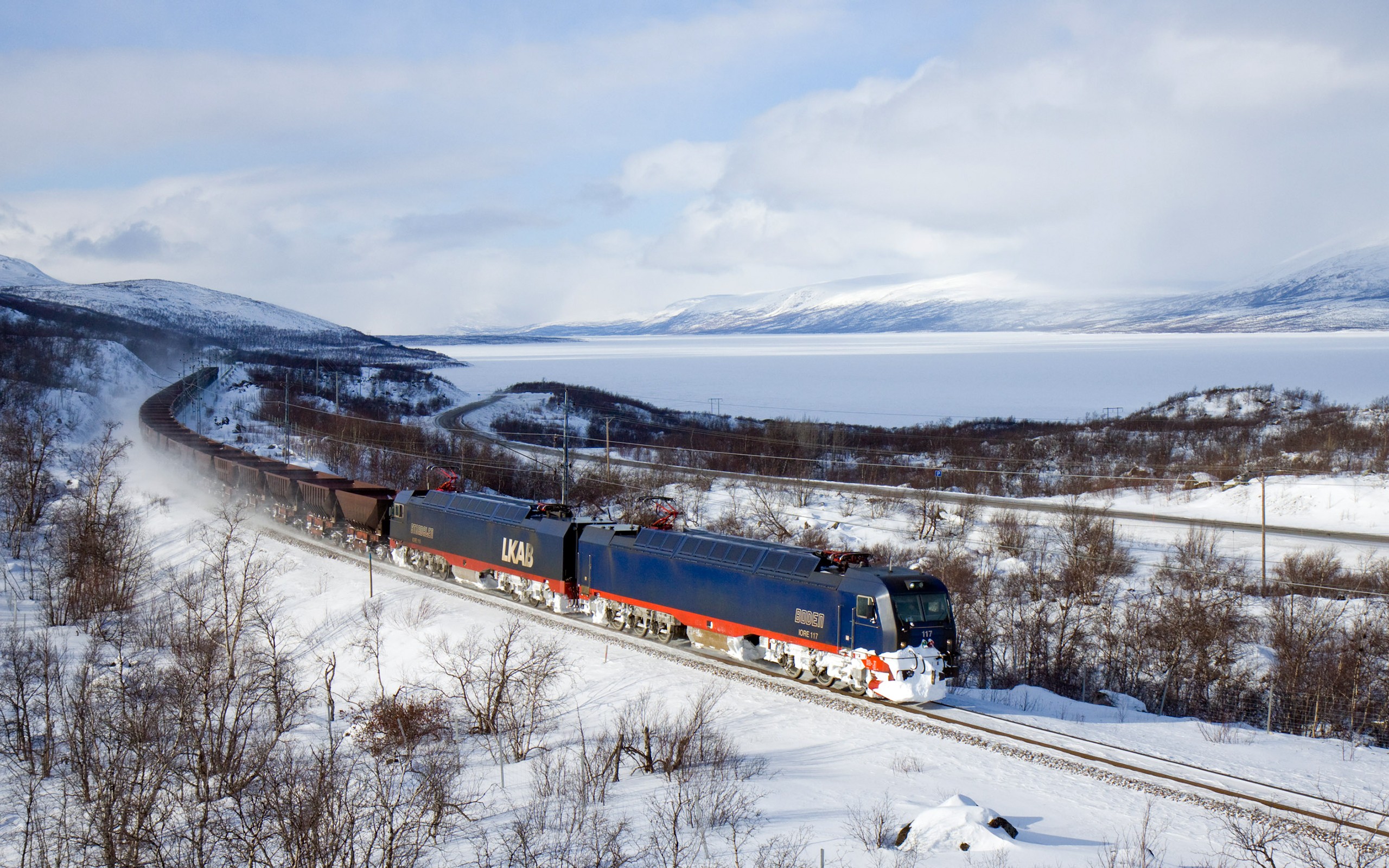 Train Freight Train Electric Locomotives Winter Snow 2560x1600