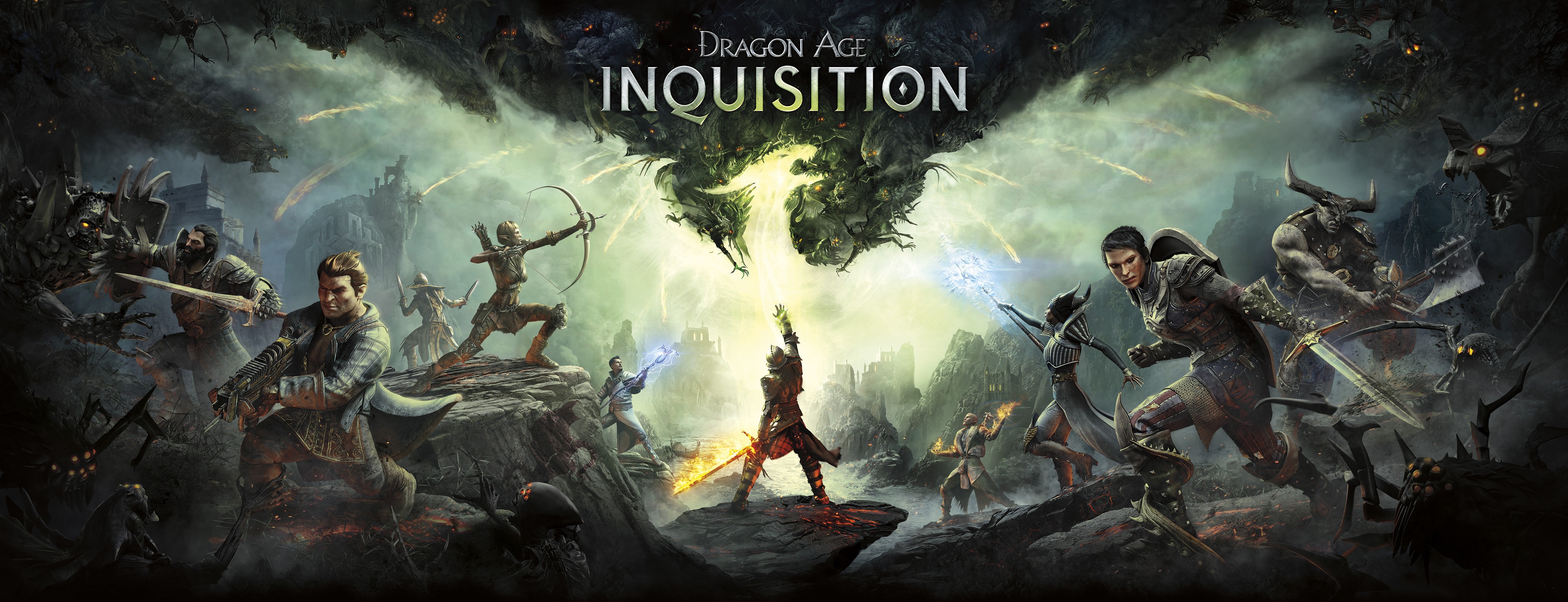 Dragon Age Inquisition Dragon Bow And Arrow Sword Magic Bioware EA Video Games Dragon Age 4500x1729