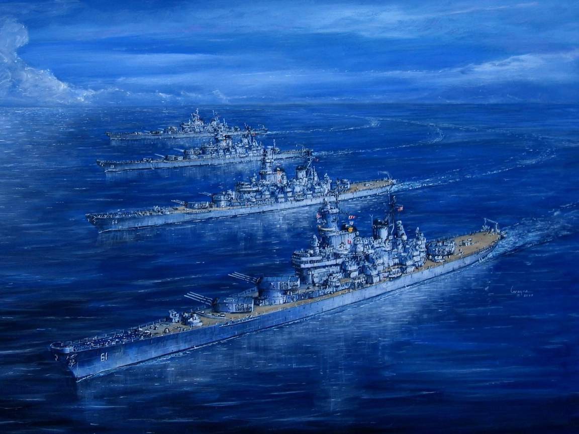 Destroyer Fleet Iowa Battleships Artwork Military Ship Vehicle 1152x864