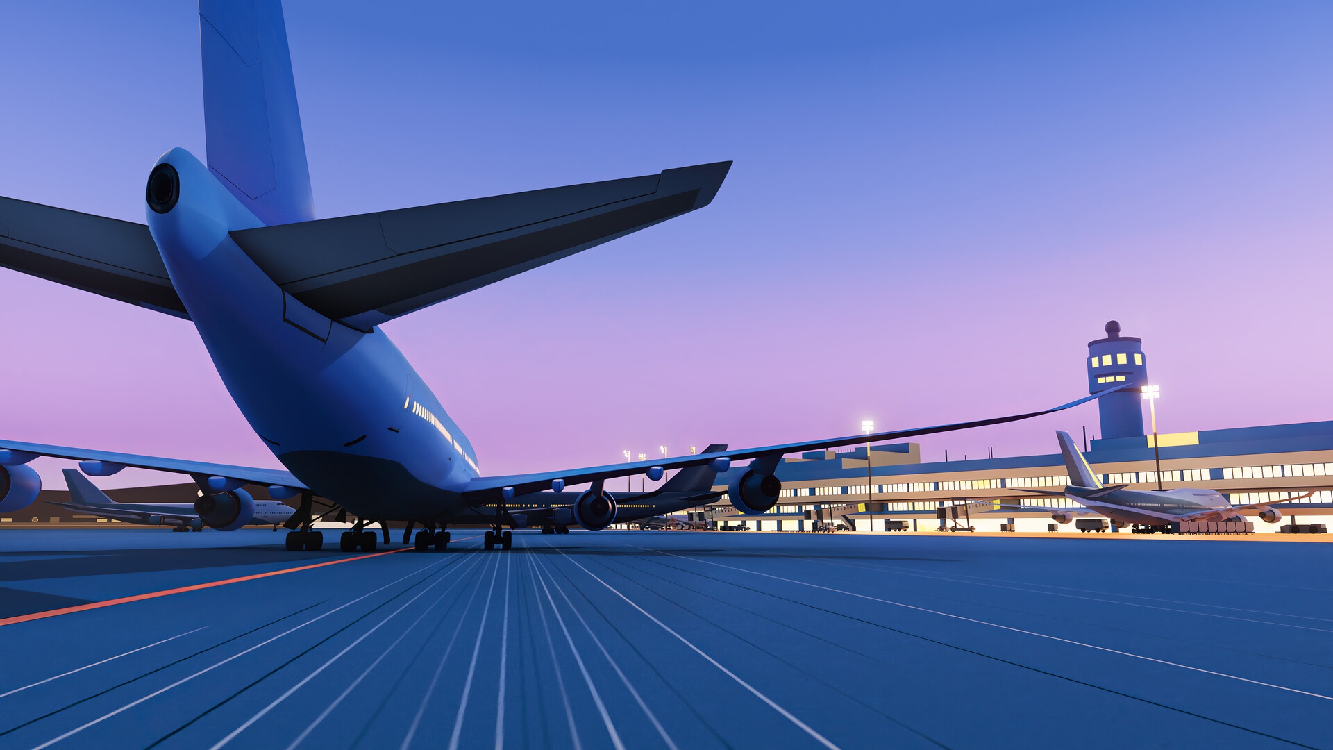 Aircraft Vehicle Render Passenger Aircraft Runway Artwork Digital Art Airport 1920x1080