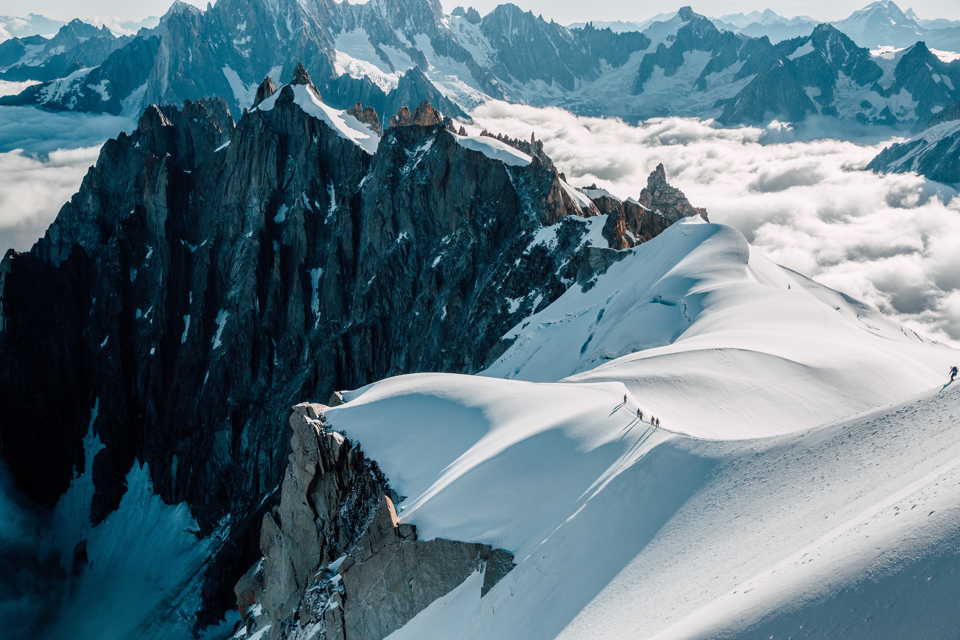 Winter Snow Nature Rocks Landscape Clouds Chamonix Aiguille Du Midi France Mountains 3200x2133