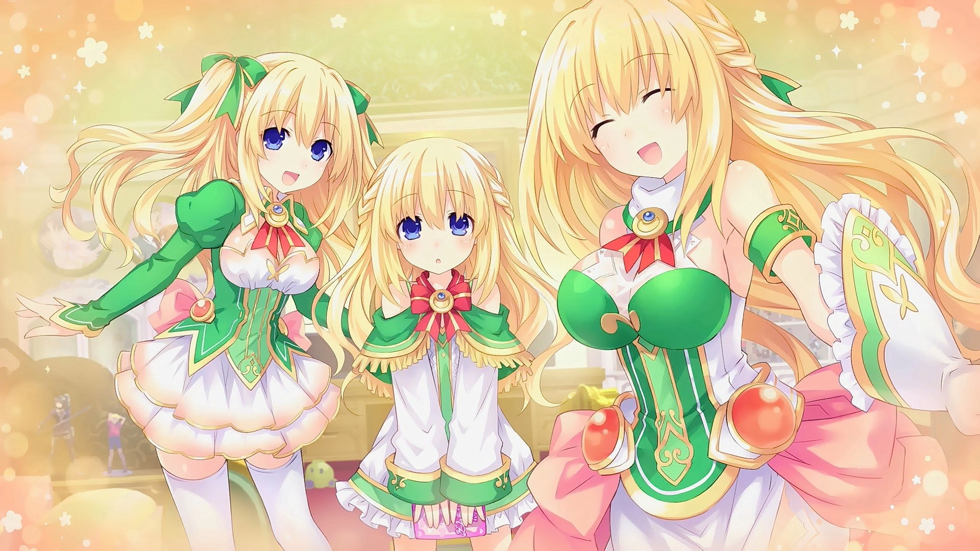 Anime Anime Girls Blonde Long Hair Blue Eyes Closed Eyes Open Mouth Smiling Looking At Viewer Vert H 1920x1080