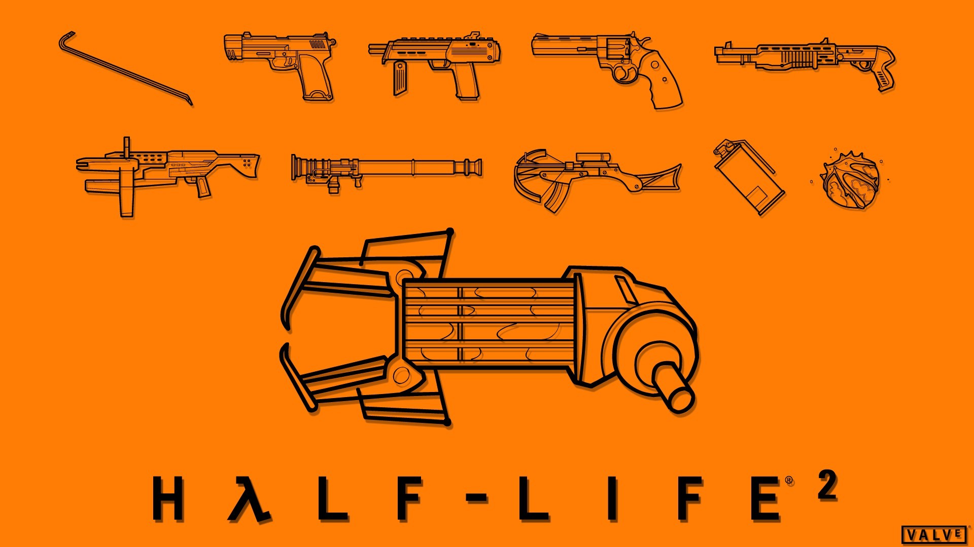 Half Life 2 Valve Corporation Video Games Weapon Orange 1920x1080