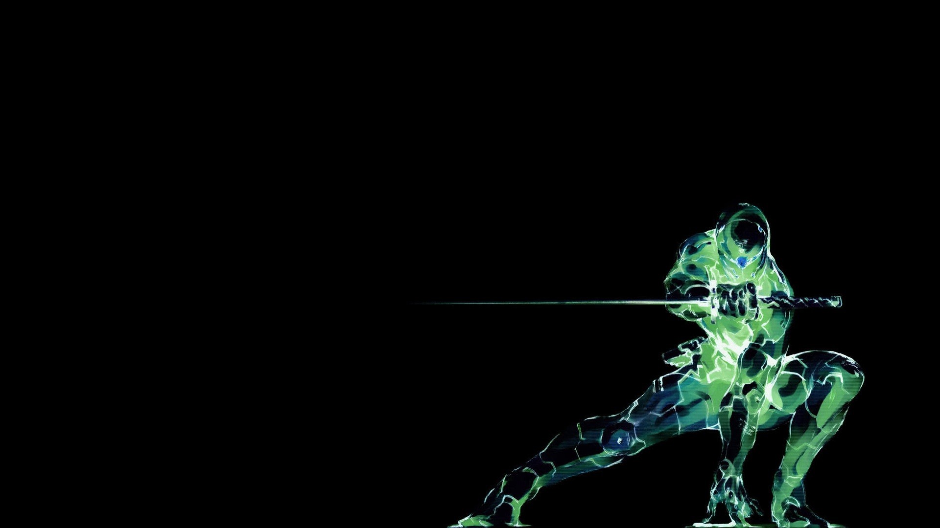 Grey Fox Metal Gear Solid Black Background Simple Background Ninjas Cyborg Minimalism 1920x1080