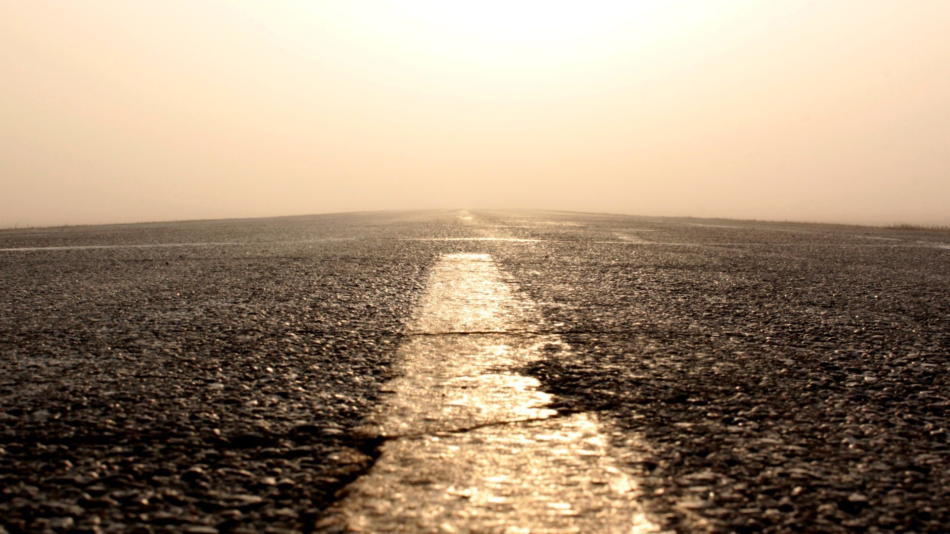 Macro Worms Eye View Sepia Road Beige Asphalt 1920x1080