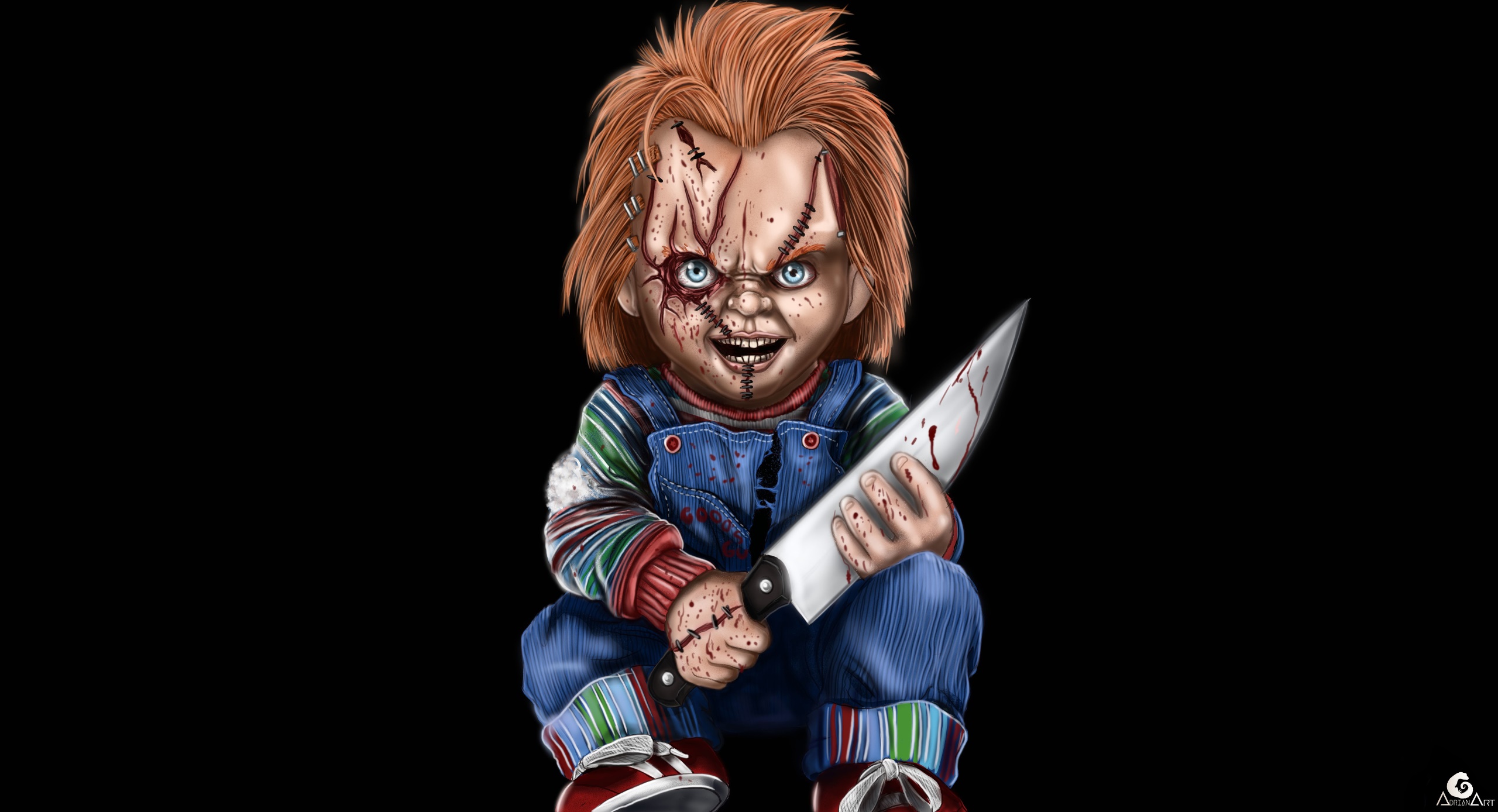 Horror Chucky Puppets Knife 2560x1388