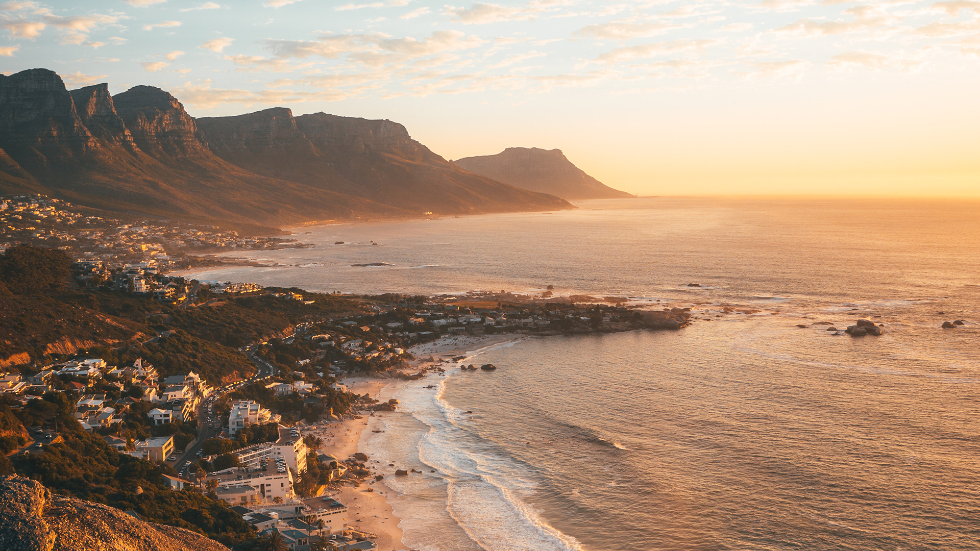 Photography Sand Water Building Sunset Mountains Cape Town South Africa 1920x1080