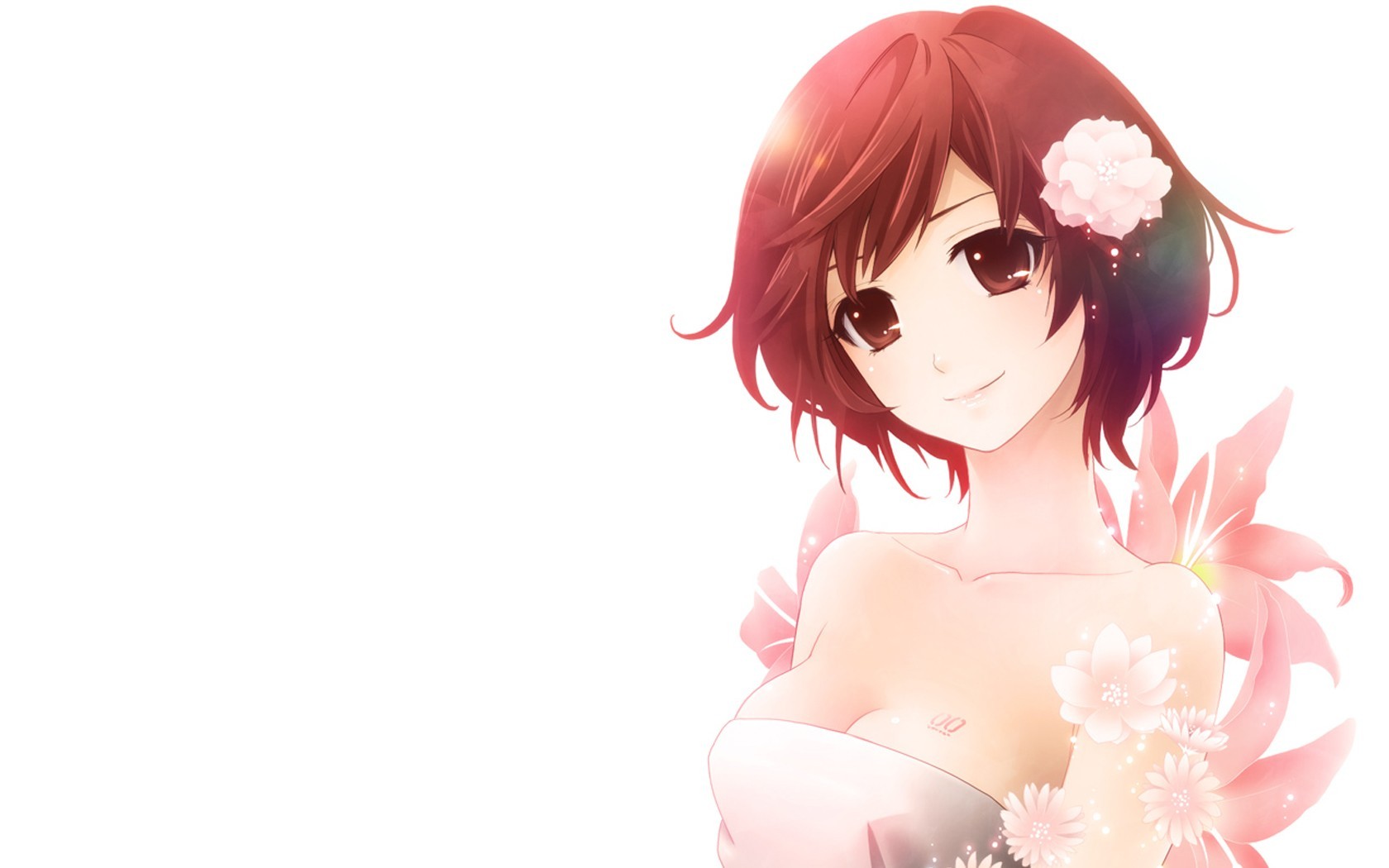 Anime Anime Girls White Background Flowers Simple Background Meiko 1680x1050