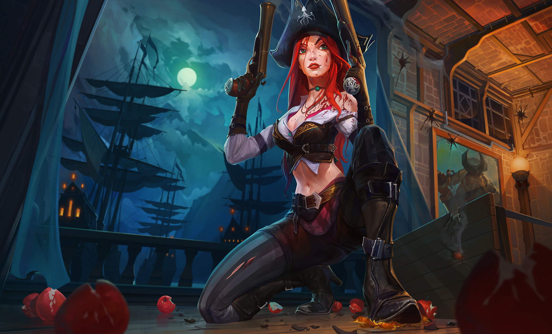 Digital Art Artwork Video Games Miss Fortune Pirates League Of Legends Redhead Wallpaper
