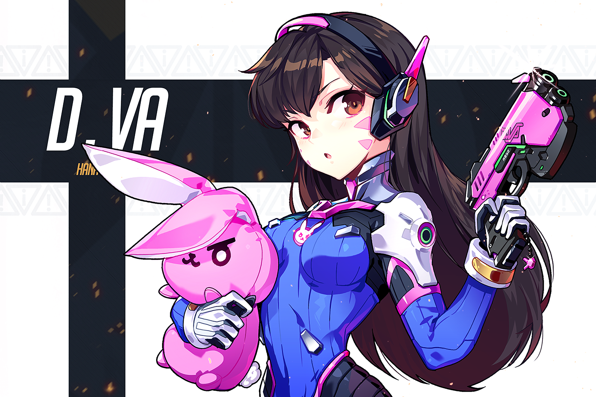 D Va Overwatch Overwatch Long Hair Weapon Anime Girls Anime Mecha Girls Headphones Hwansang 1920x1280