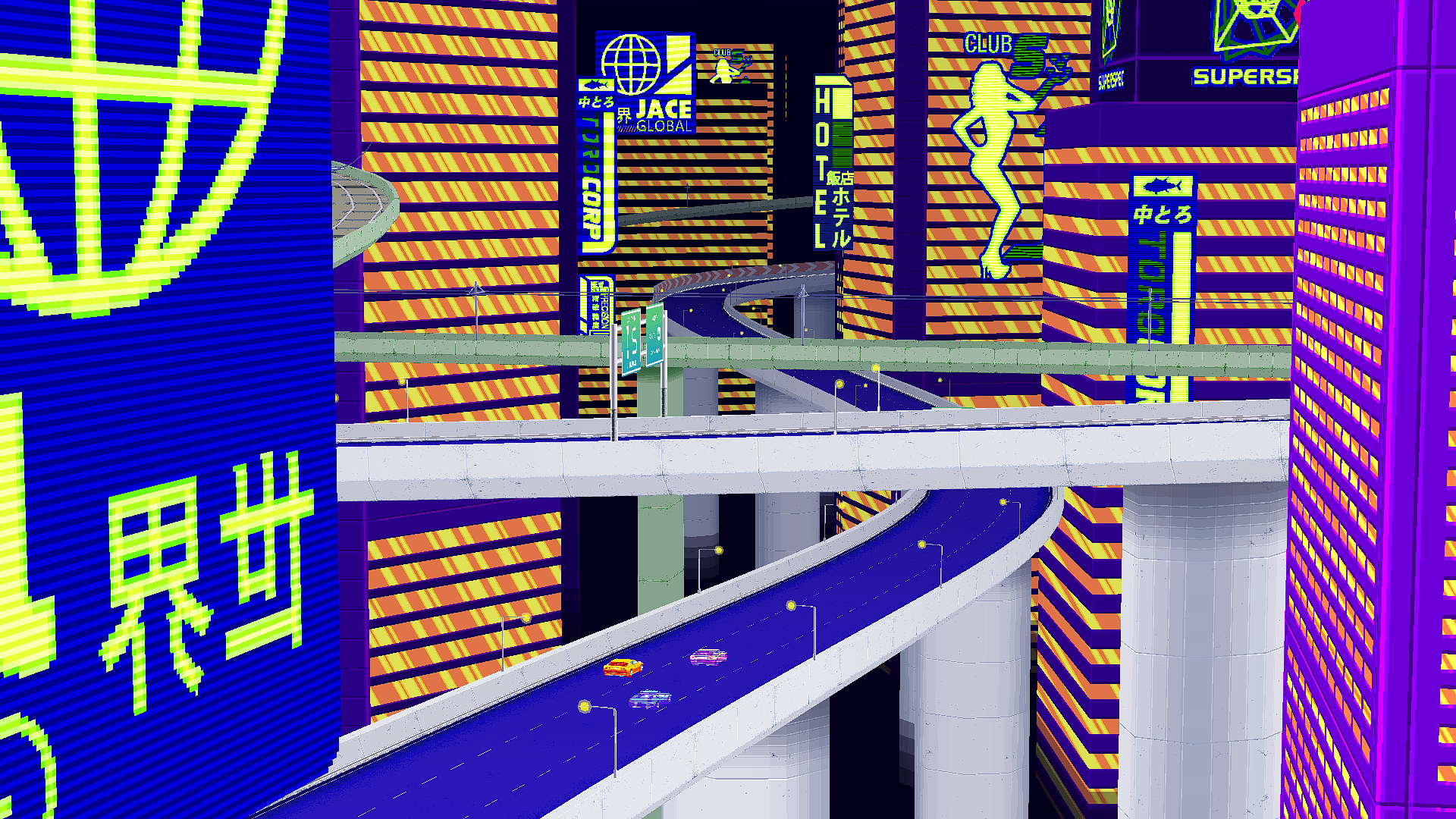Drift Stage Pixel Art City Freeway Video Games Car 1920x1080