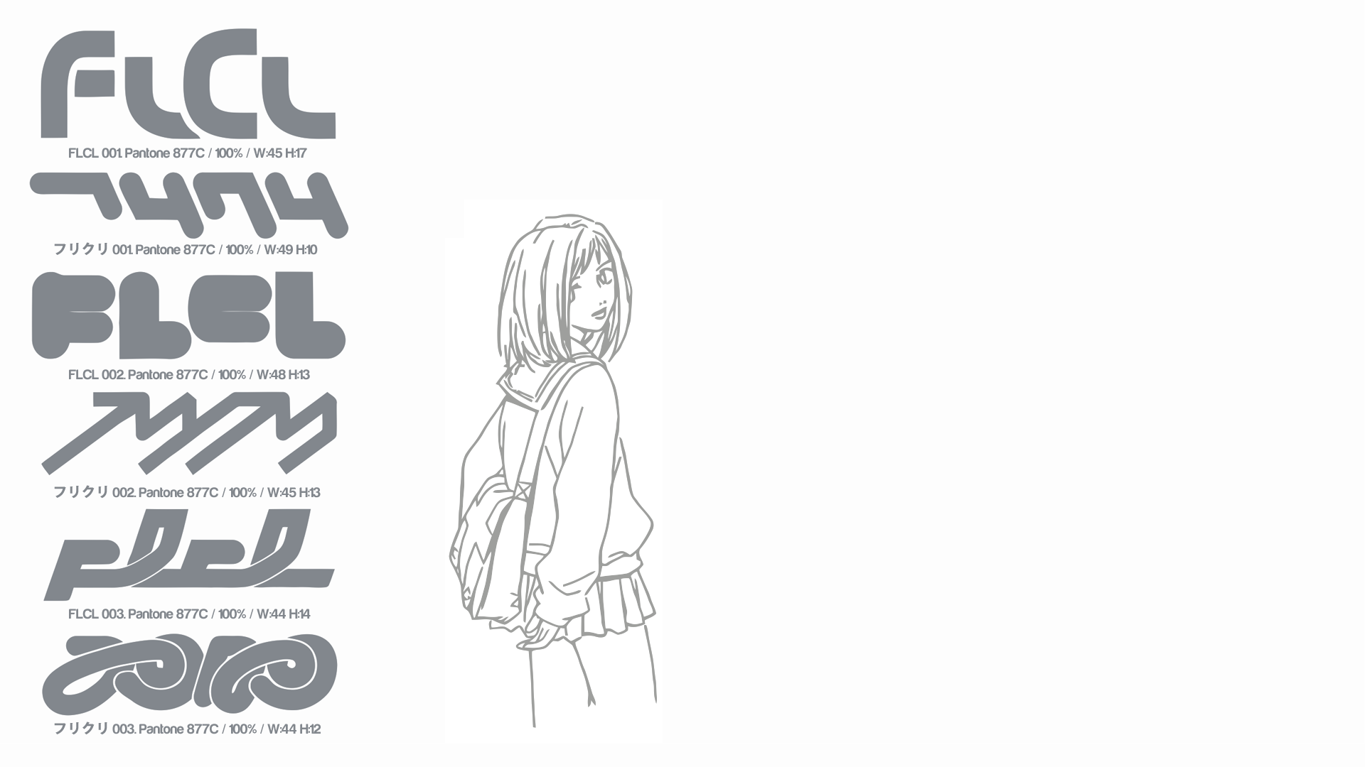 FLCL Haruhara Haruko Anime Girls Anime Numbers Monochrome 1920x1080