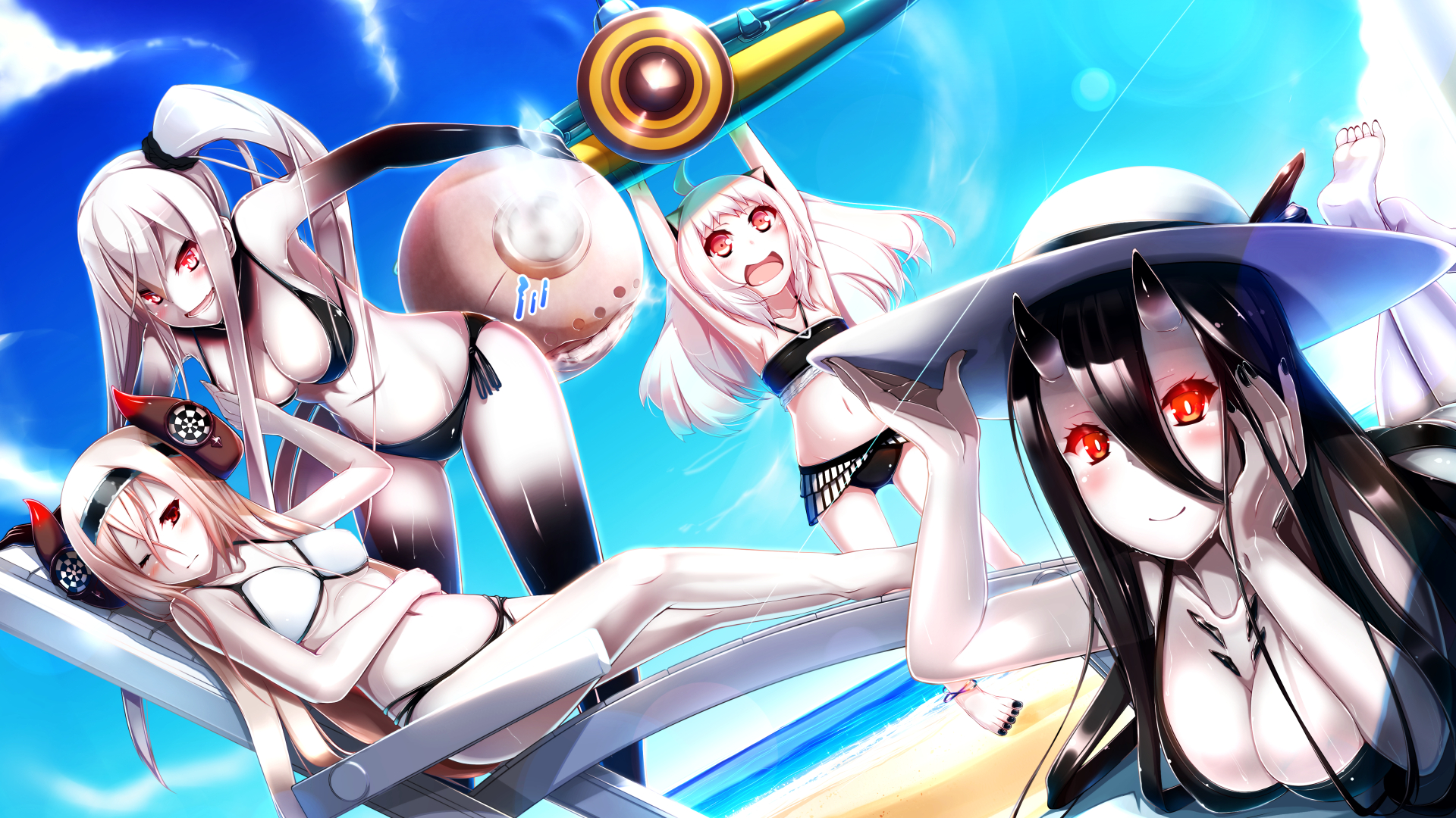 Battleship Symbiotic Hime Midway Hime Summer 1920x1080