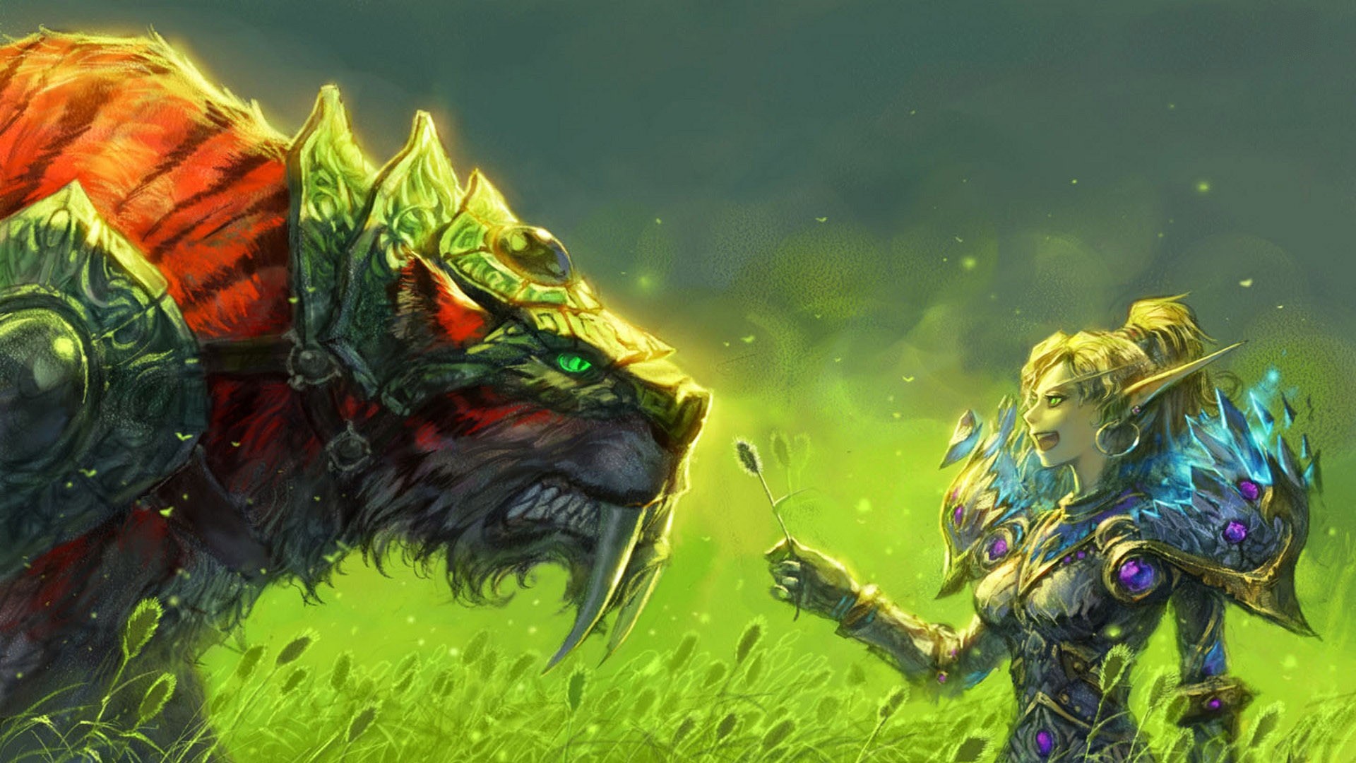 World Of Warcraft Grass Fantasy Art Creature Animals Wildlife Landscape Nature Elves Tiger Artwork B 1920x1080