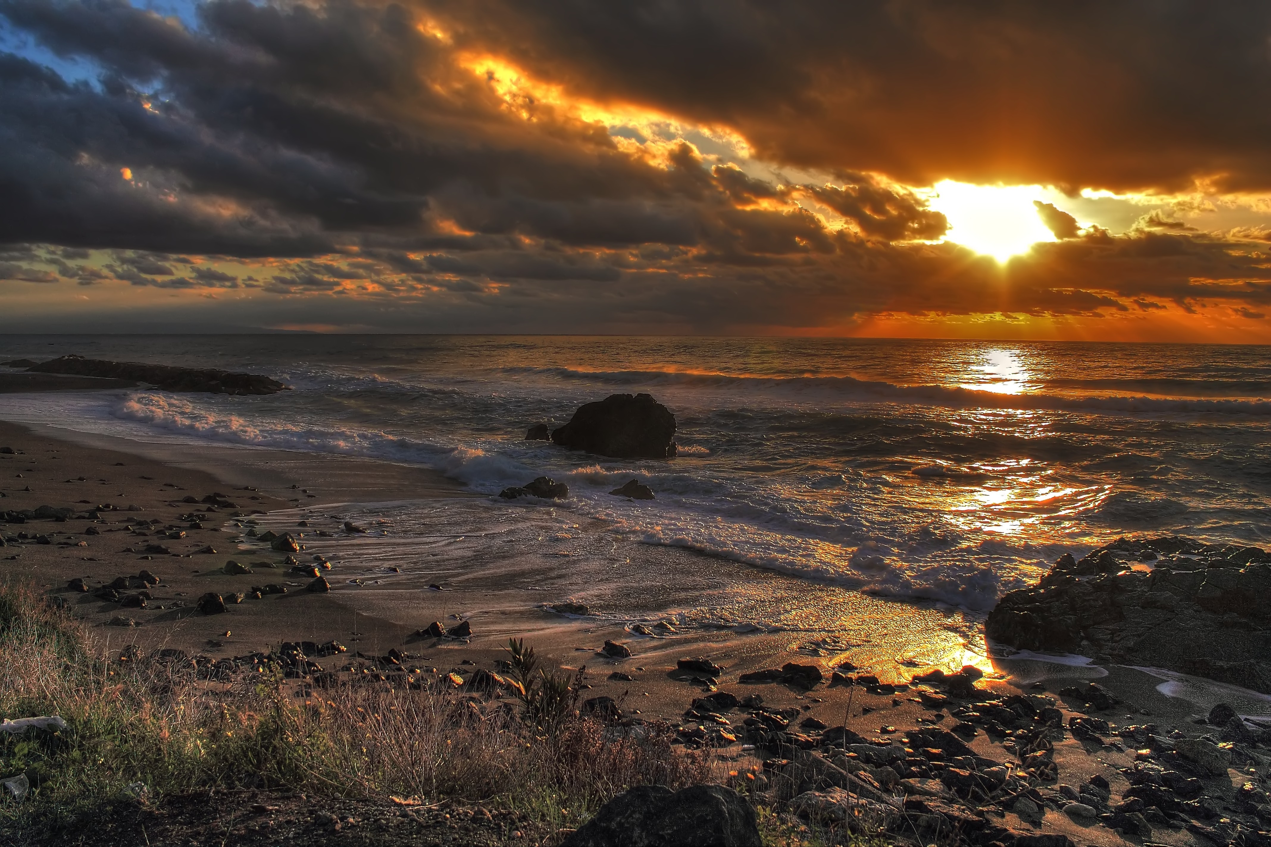 Coast Beach Sea Landscape Sunset Skyscape 4271x2847