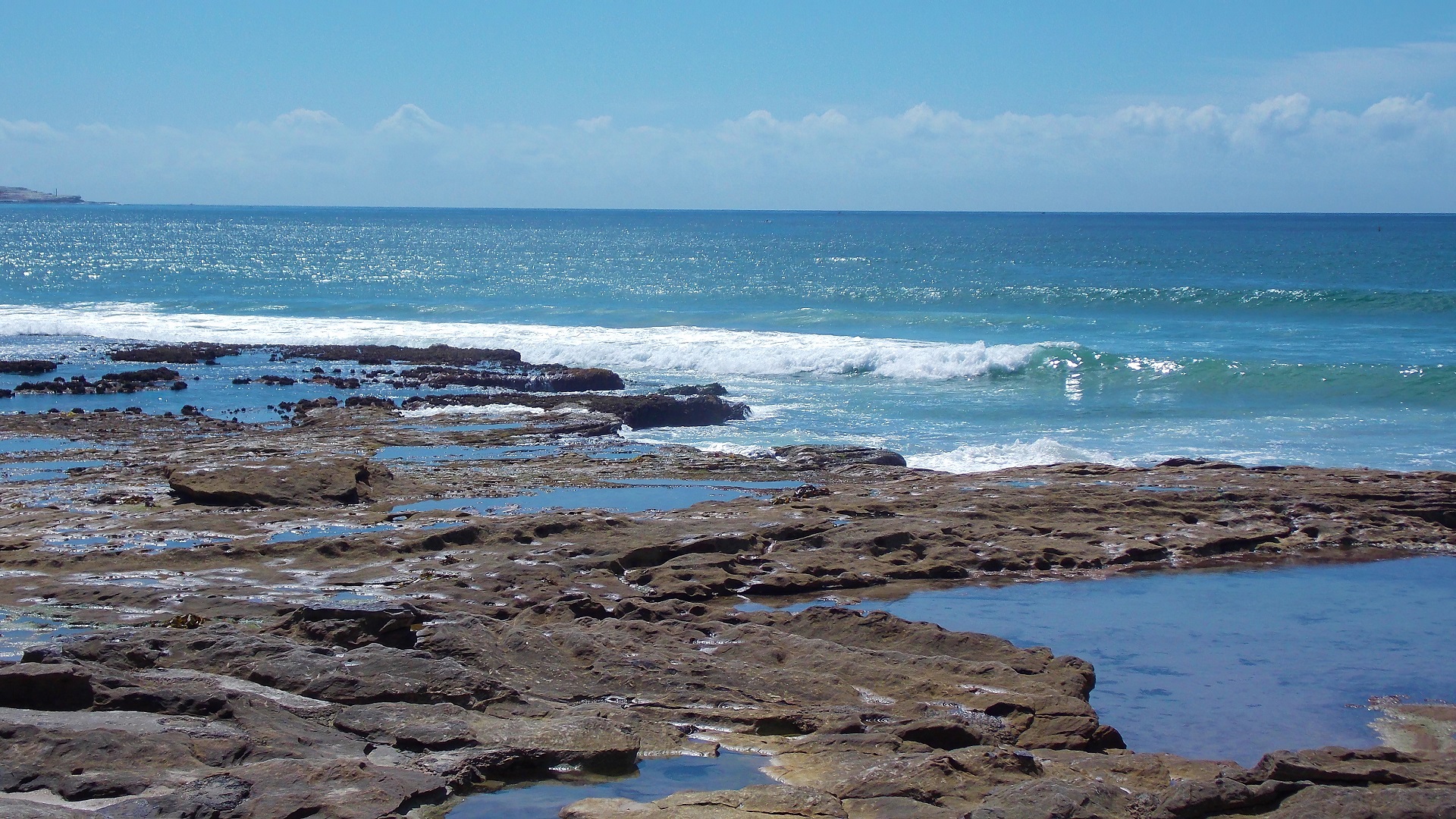 Cronulla Beach Australia Ocean Water Wave Rock Photography Coast Horizon Seascape 1920x1080