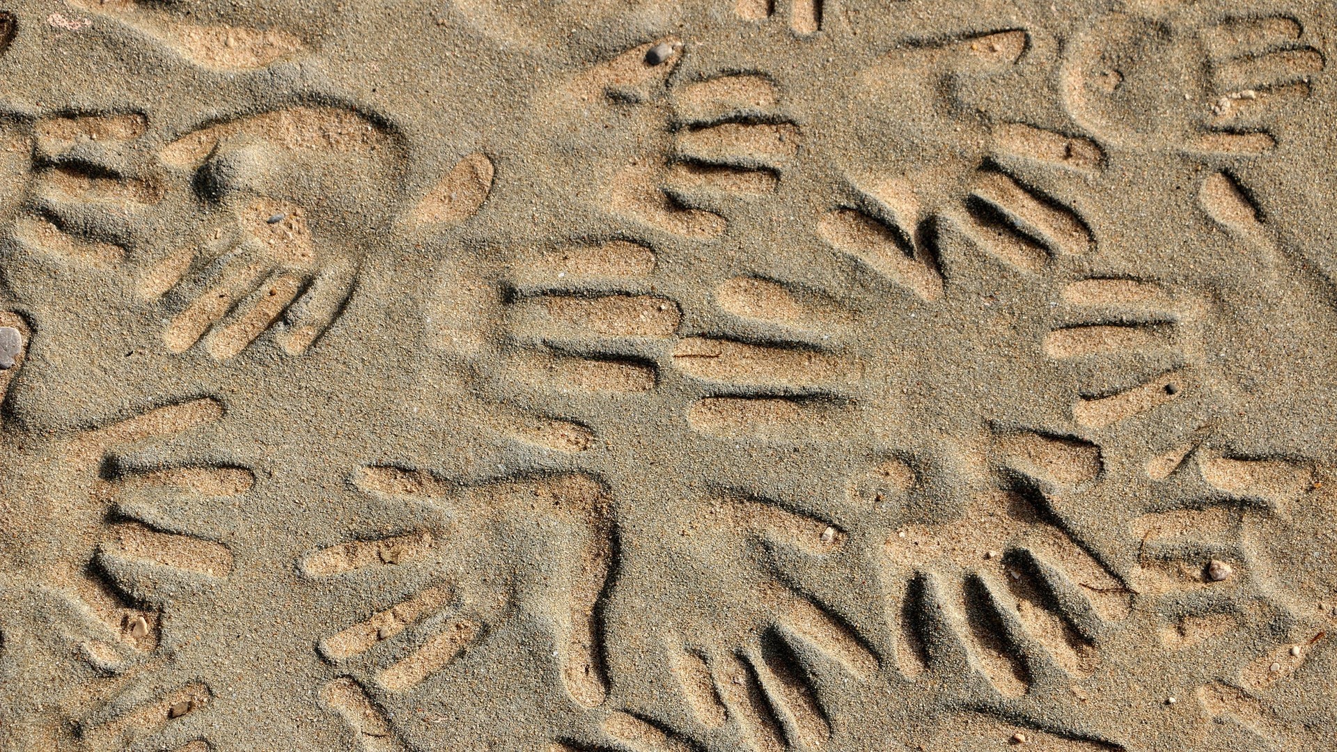 Nature Sand Handprints Texture Artwork Simplicity 1920x1080