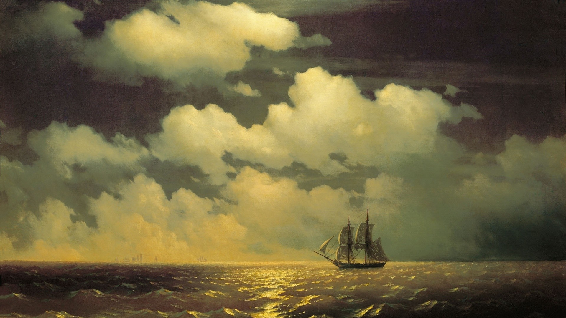 Artwork Painting Classical Art Water Sea Sailing Ship Ivan Konstantinovich Aivazovsky Ivan Aivazovsk 1920x1080