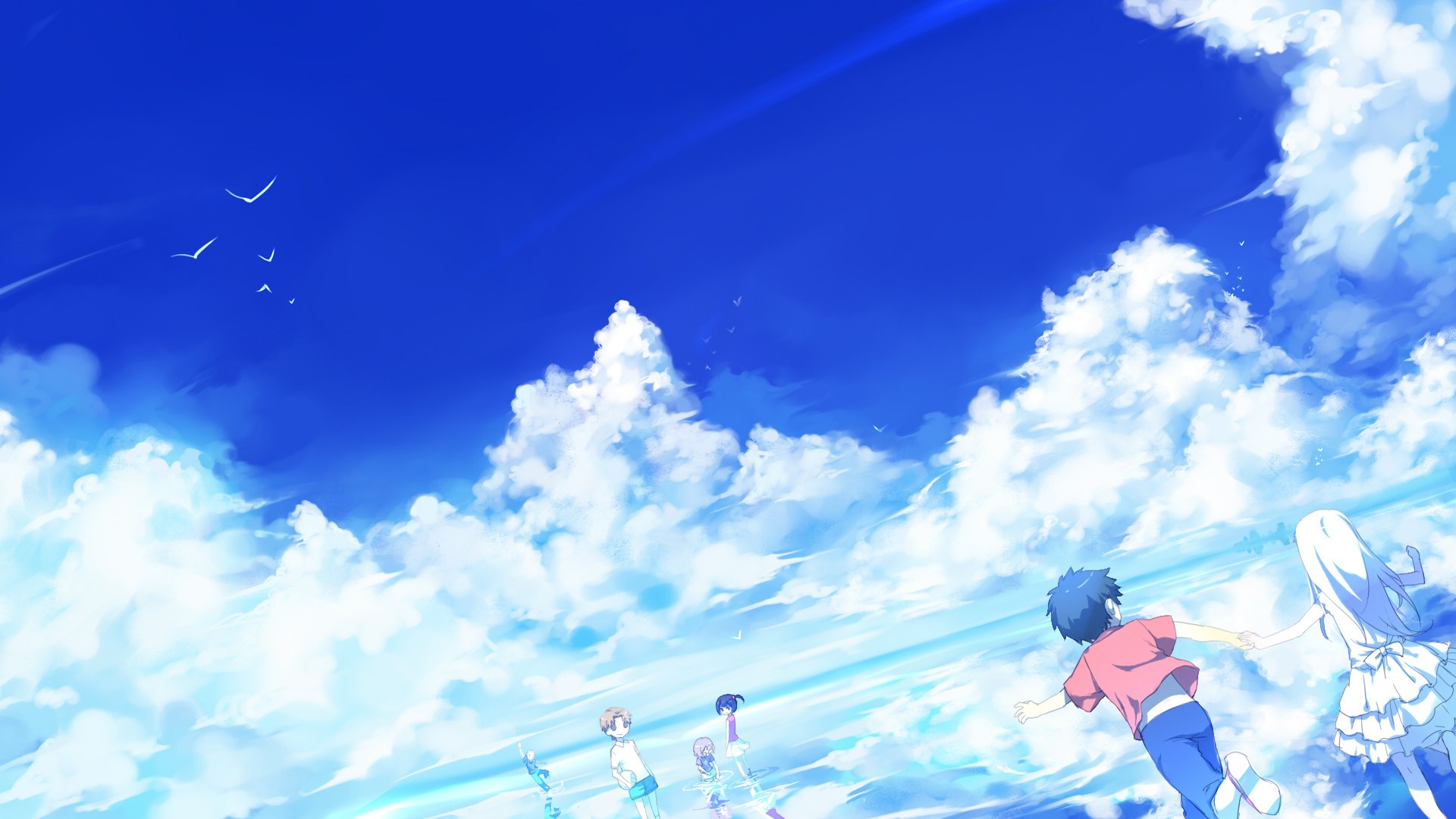 Ano Hi Mita Hana No Namae Wo Bokutachi Wa Mada Shiranai Anime Sky Clouds Anime Girls Anime Boys 1920x1080