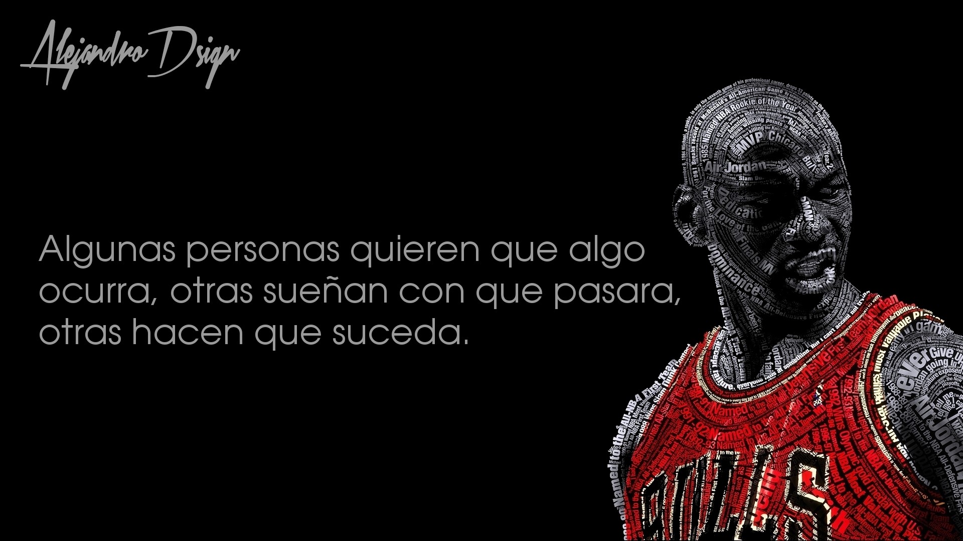 Typographic Portraits Michael Jordan Basketball Chicago Bulls Black Background Quote Simple Backgrou 1920x1080