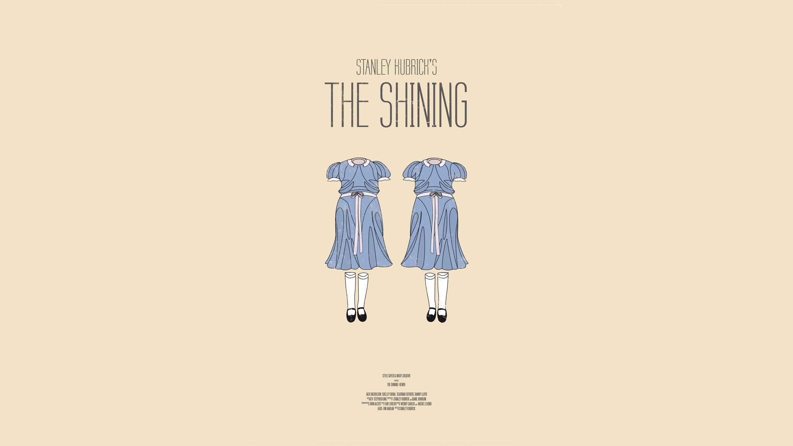 Movies Movie Poster Minimalism Stanley Kubrick The Shining Blue Dress Simple Background 2560x1440