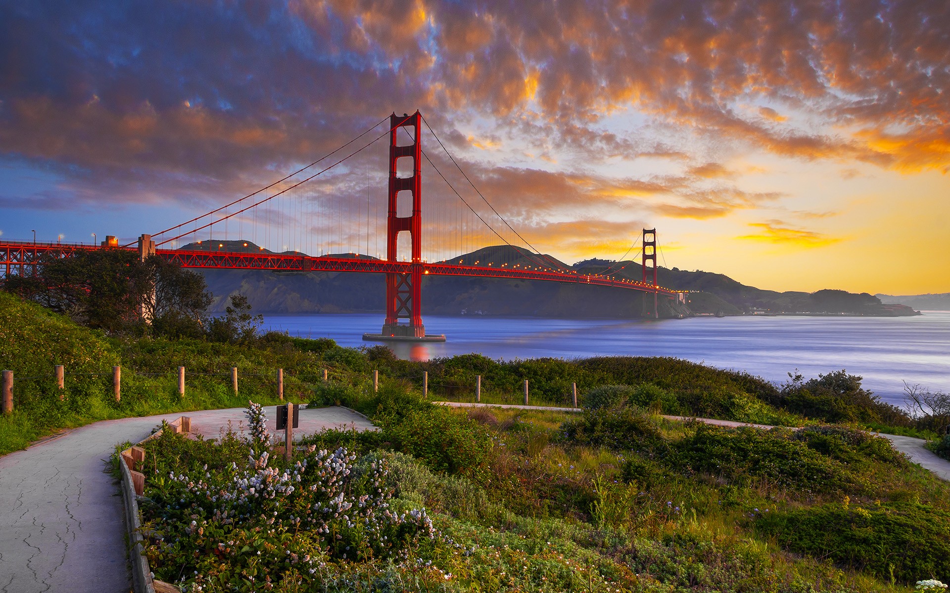 Landscape Golden Gate Bridge USA Sky Clouds 1920x1200
