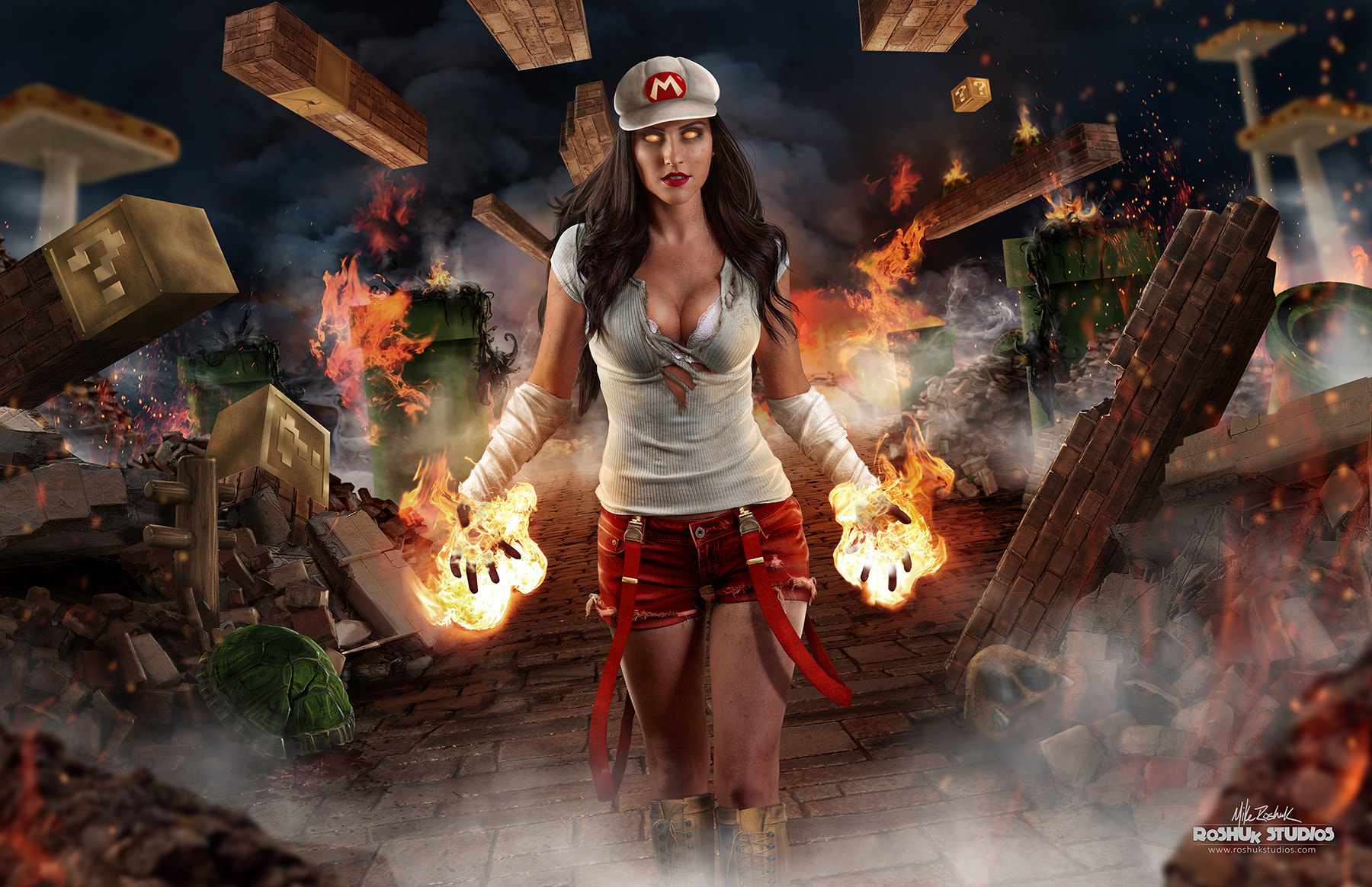 Mike Roshuk Women Super Mario Digital Art Model 500px Cosplay 1800x1164