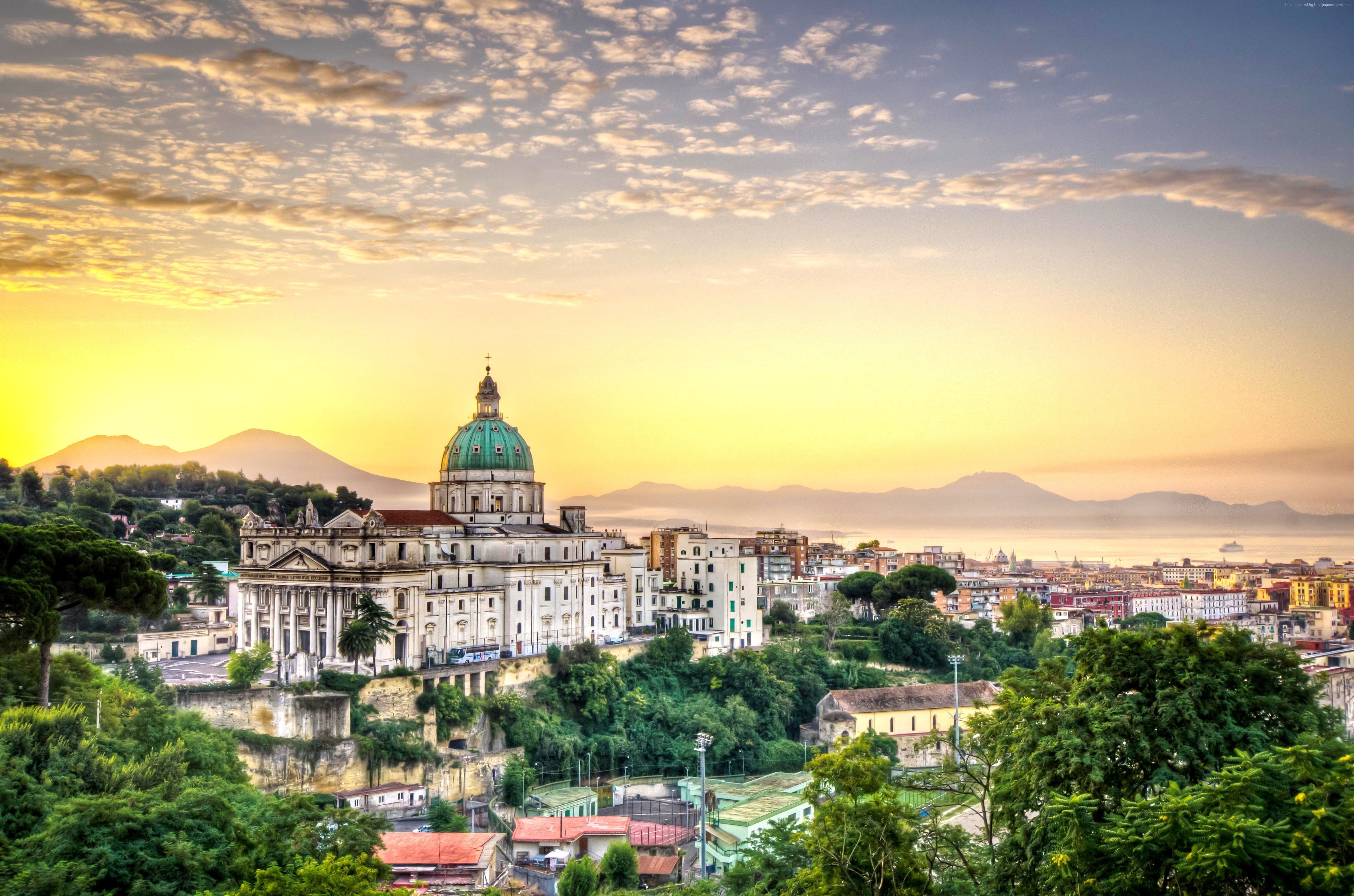 Naples Campania Italy Church Landscape Sunset 4727x3131