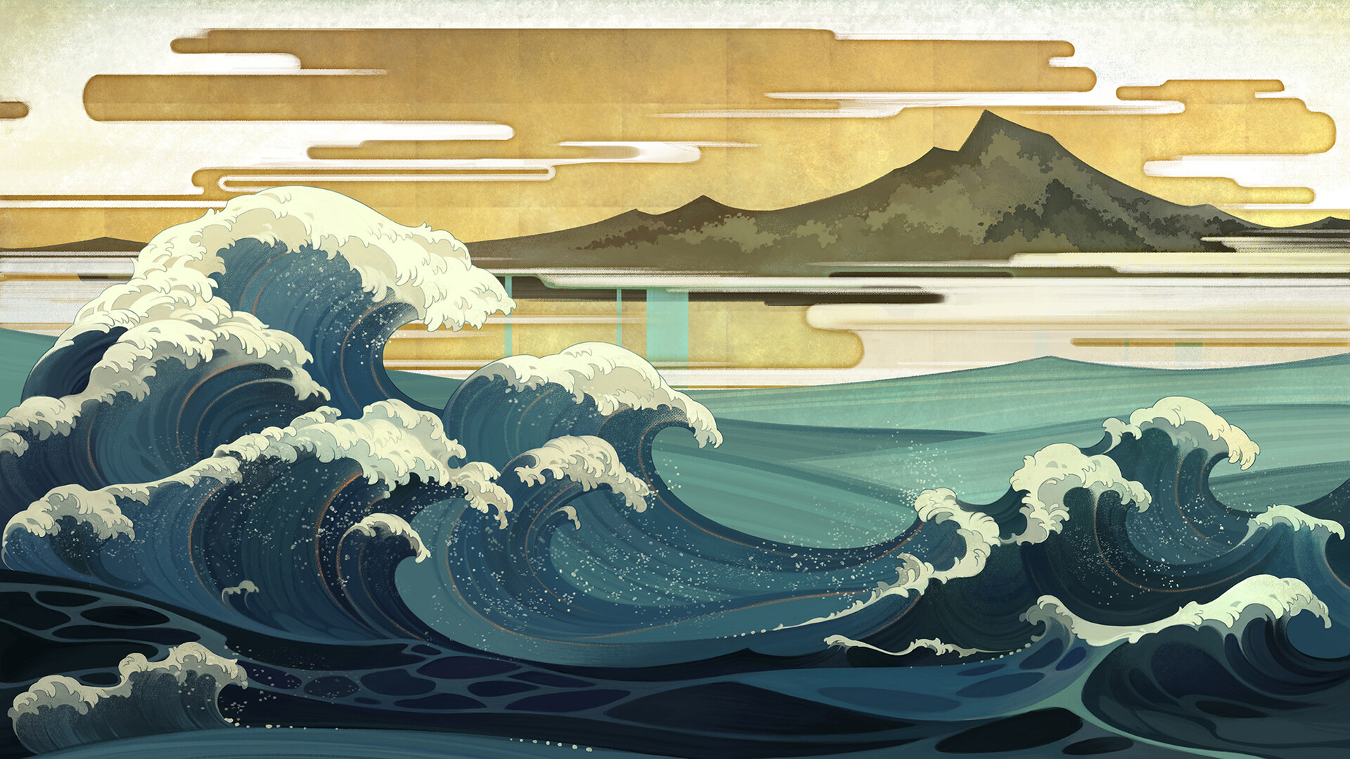 Sea Asia Waves Artwork Japanese Art Ukiyo E The Great Wave Off Kanagawa 1920x1080