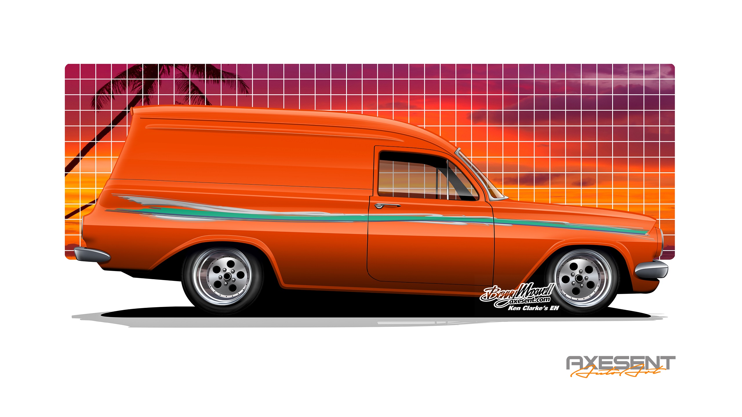 Axesent Creations Render Muscle Car Holden Australian Cars Side View Vintage Car Orange Cars 2560x1440