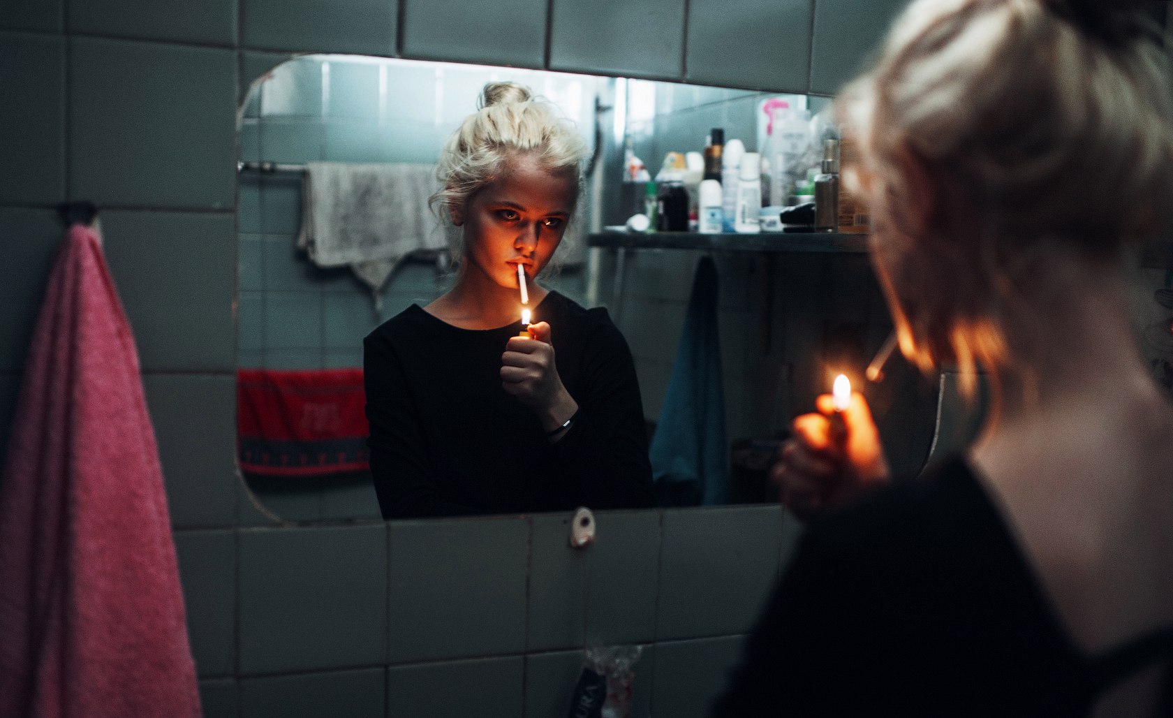 Marat Safin Photography Model Women Women Indoors Depth Of Field Blonde Red Lipstick Face Black Clot 1680x1028