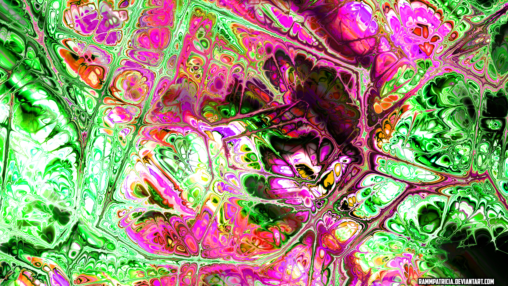 Digital RammPatricia Digital Art Abstract Mantis Insect Orchids Watermarked 1920x1080