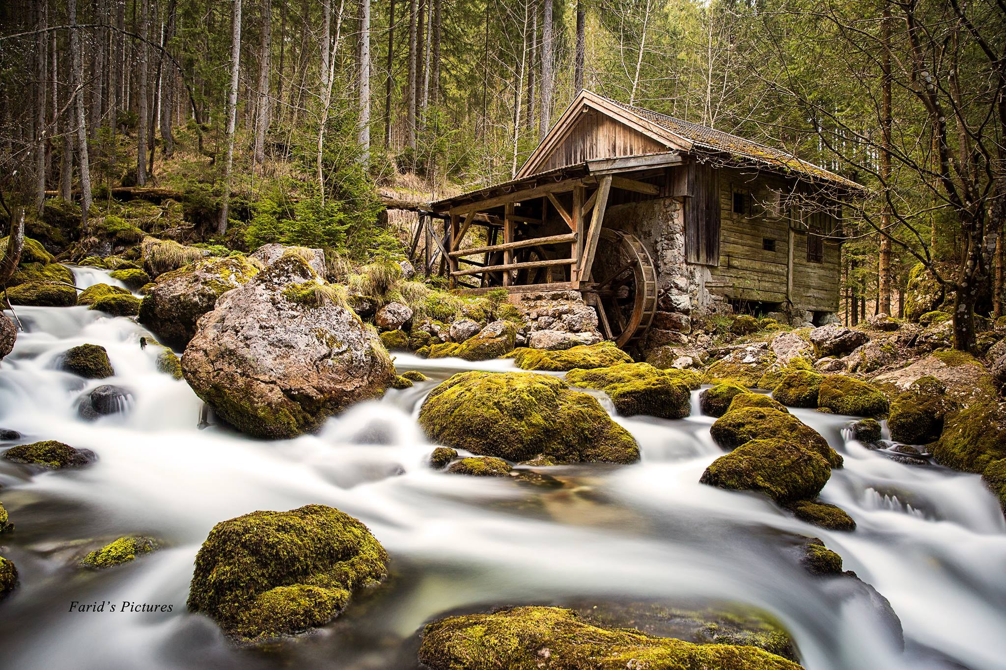 Nature Long Exposure Watermills Creeks Wood House Moss Rocks 2048x1365