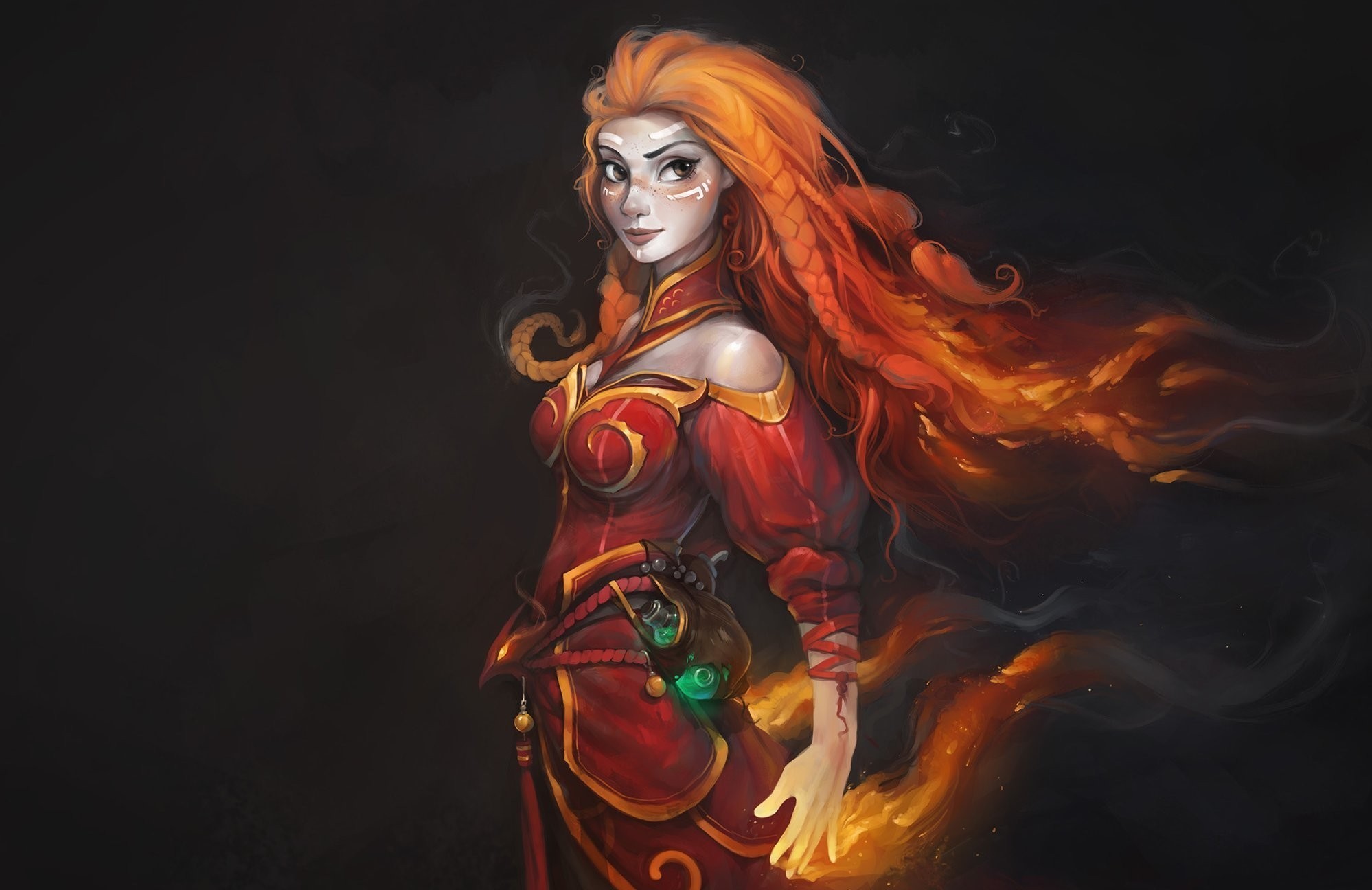 Dota 2 Lina Lina Inverse Fantasy Girl Video Games 1998x1296