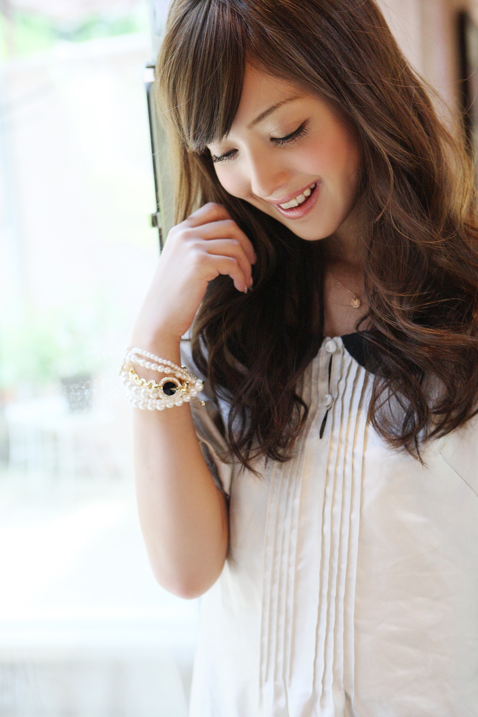 Sasaki Nozomi Model Asian Smiling White White Clothing Brunette Women Japanese 1600x2400