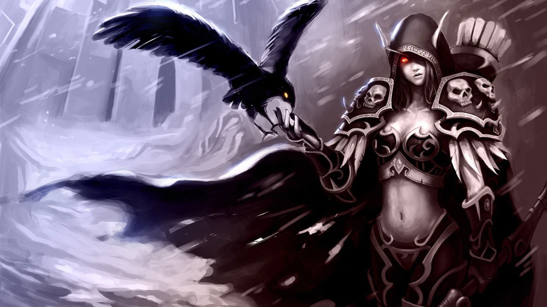 Sylvanas Windrunner Video Games World Of Warcraft Raven Digital Art Artwork Blood Elves 1920x1080
