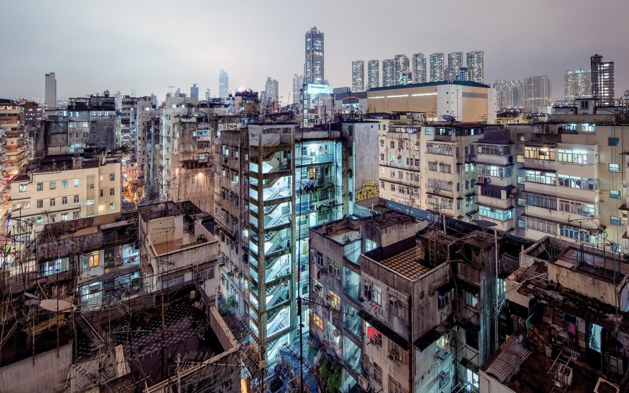 Architecture Modern Cityscape City Building Skyscraper Urban Street Hong Kong Rooftops Evening Light 1280x800