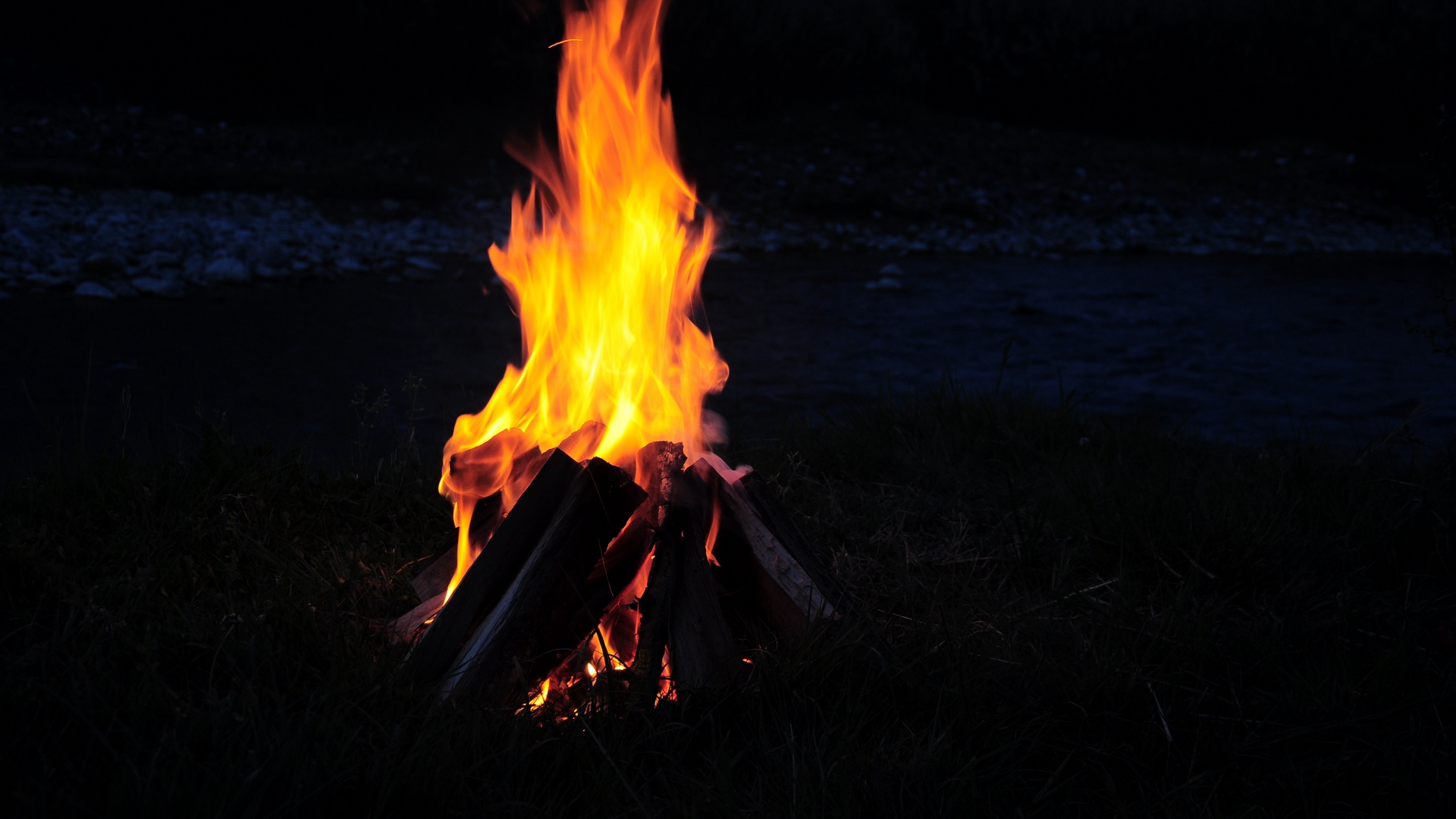 Bonfires Fire Firewood Night Campfire Fireplace 1920x1080