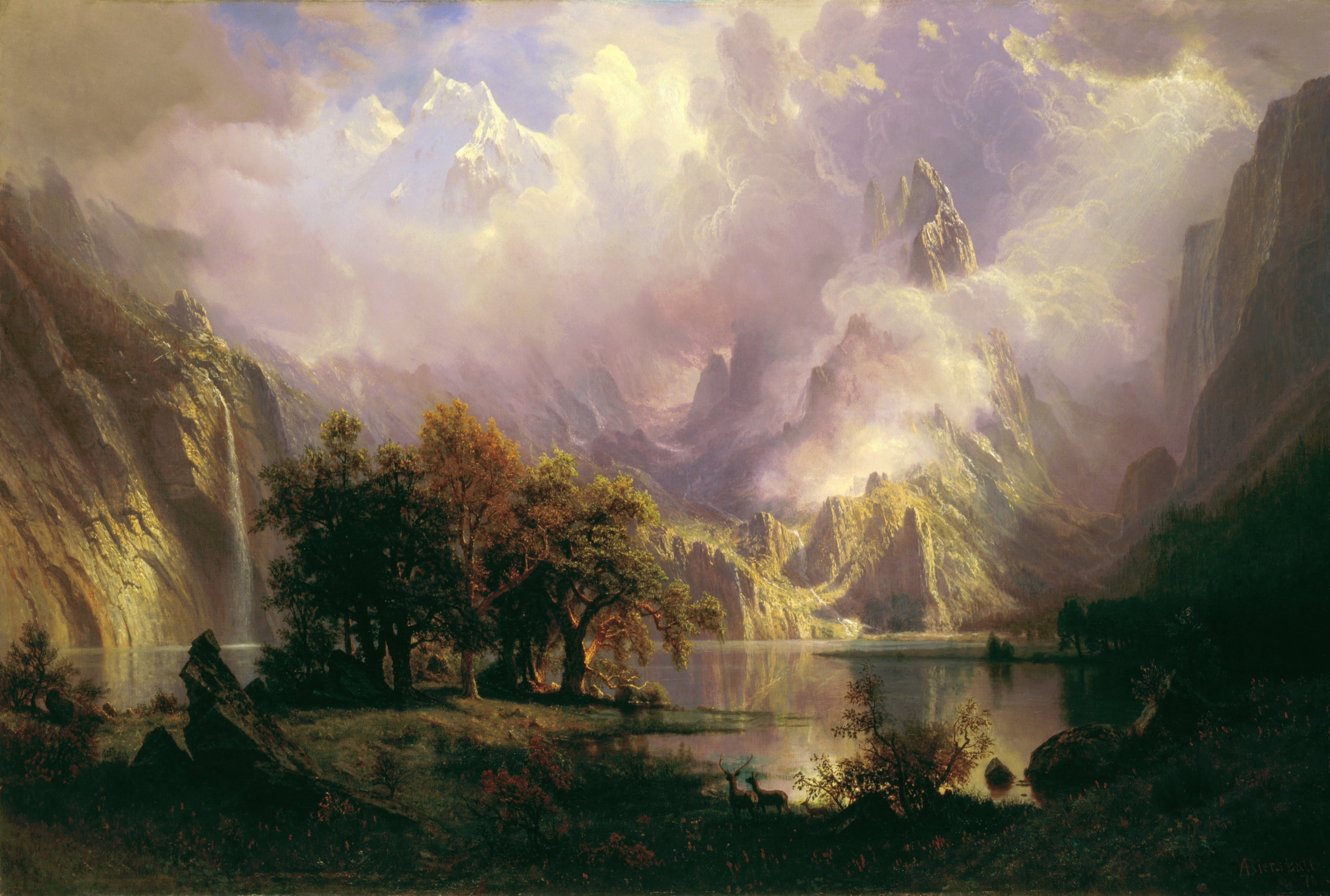 Rocky Mountain Landscape Albert Bierstadt Classical Art Classic Art Painting 6071x4091