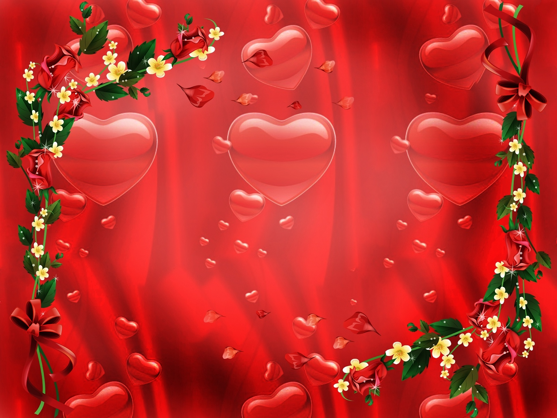 Artistic Heart Love Red Vine Flower 1920x1440
