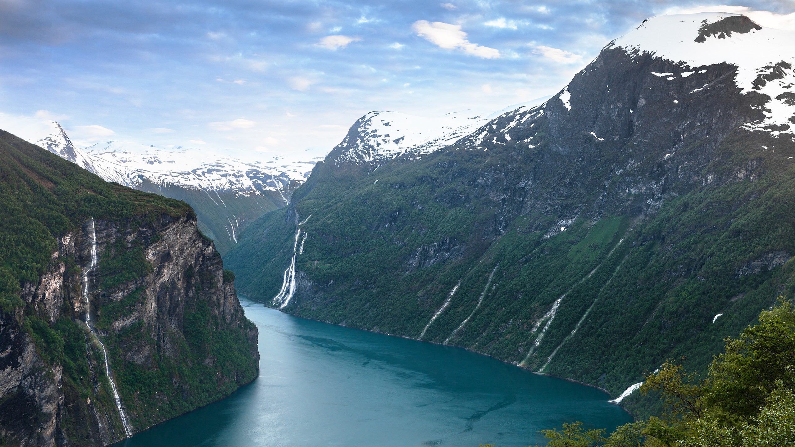 River Ice Snow Nature Canyon Landscape Mountains Fjord Norway 2560x1440