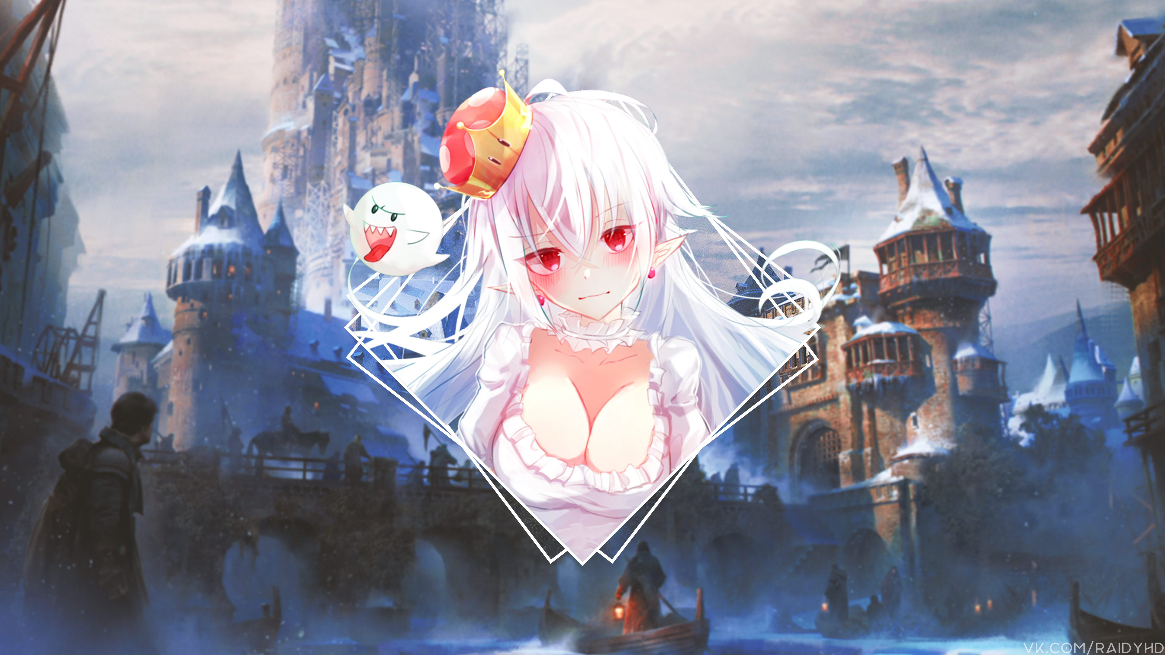 Anime Anime Girls Picture In Picture Boosette Red Eyes 3840x2160