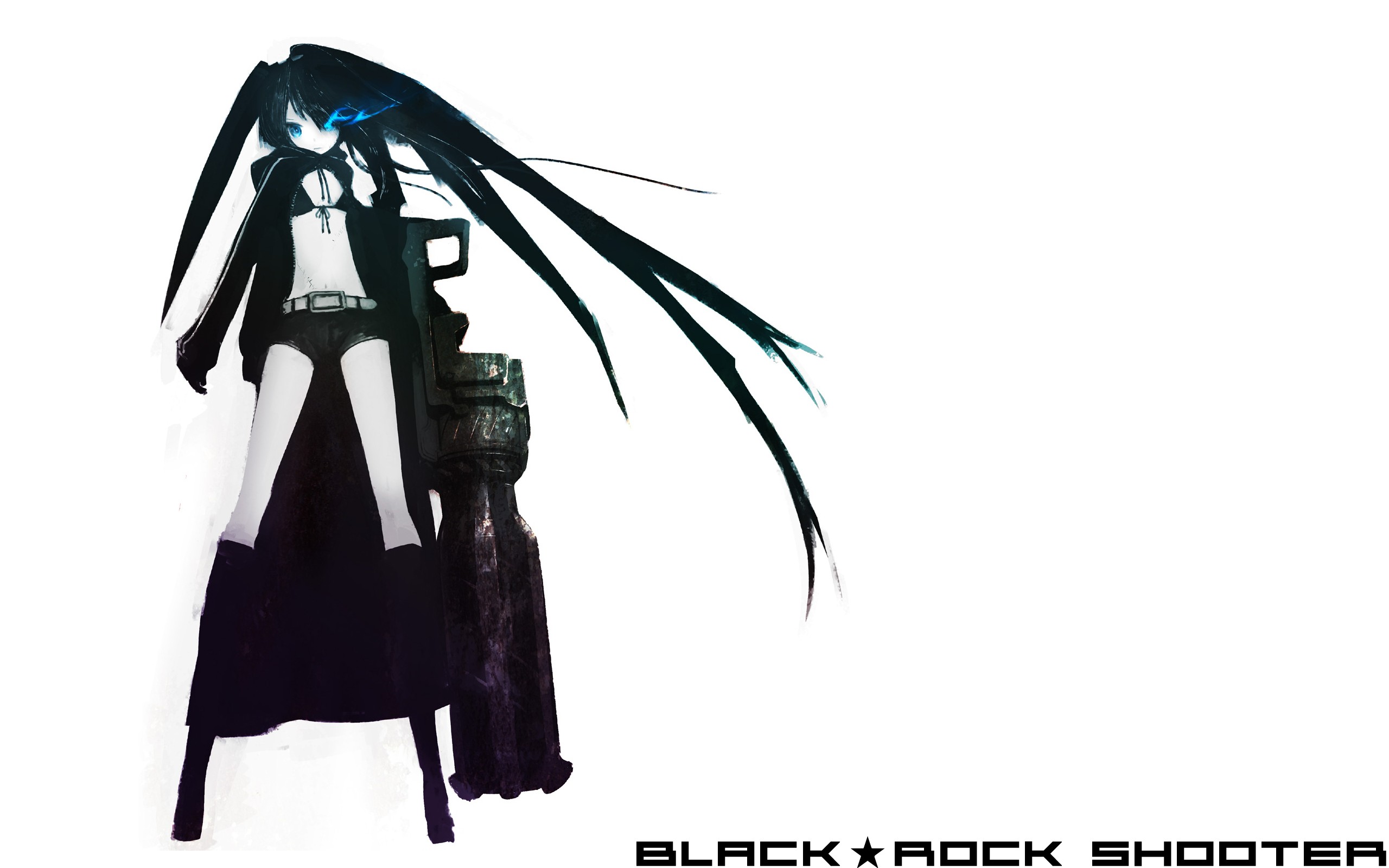 Anime Girls Huke Artist Black Rock Shooter Series Simple Background White Background Black Rock Shoo 2560x1600