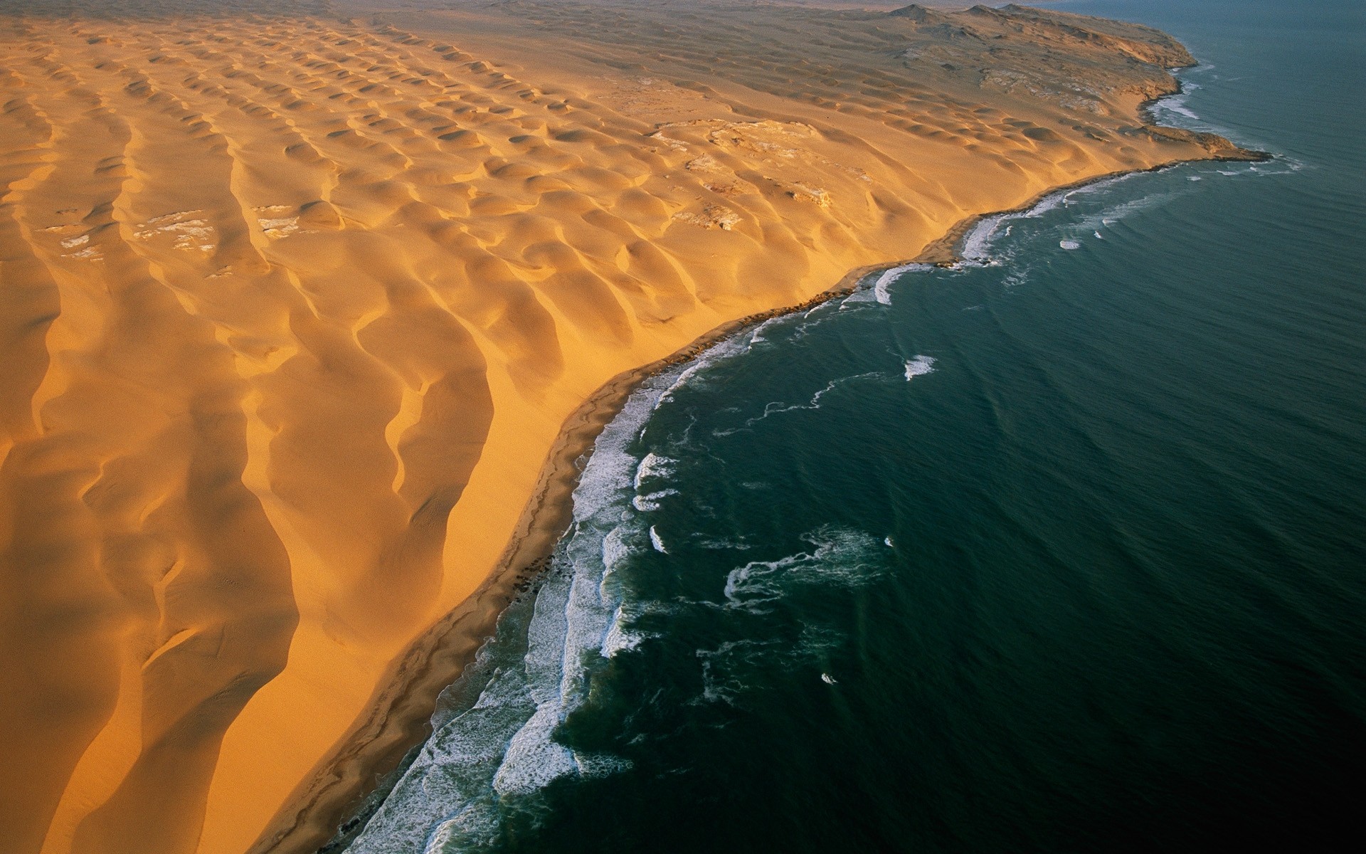 Desert Namibia Coast Beach Dunes Sea Aerial View Nature Landscape Sand Waves 1920x1200