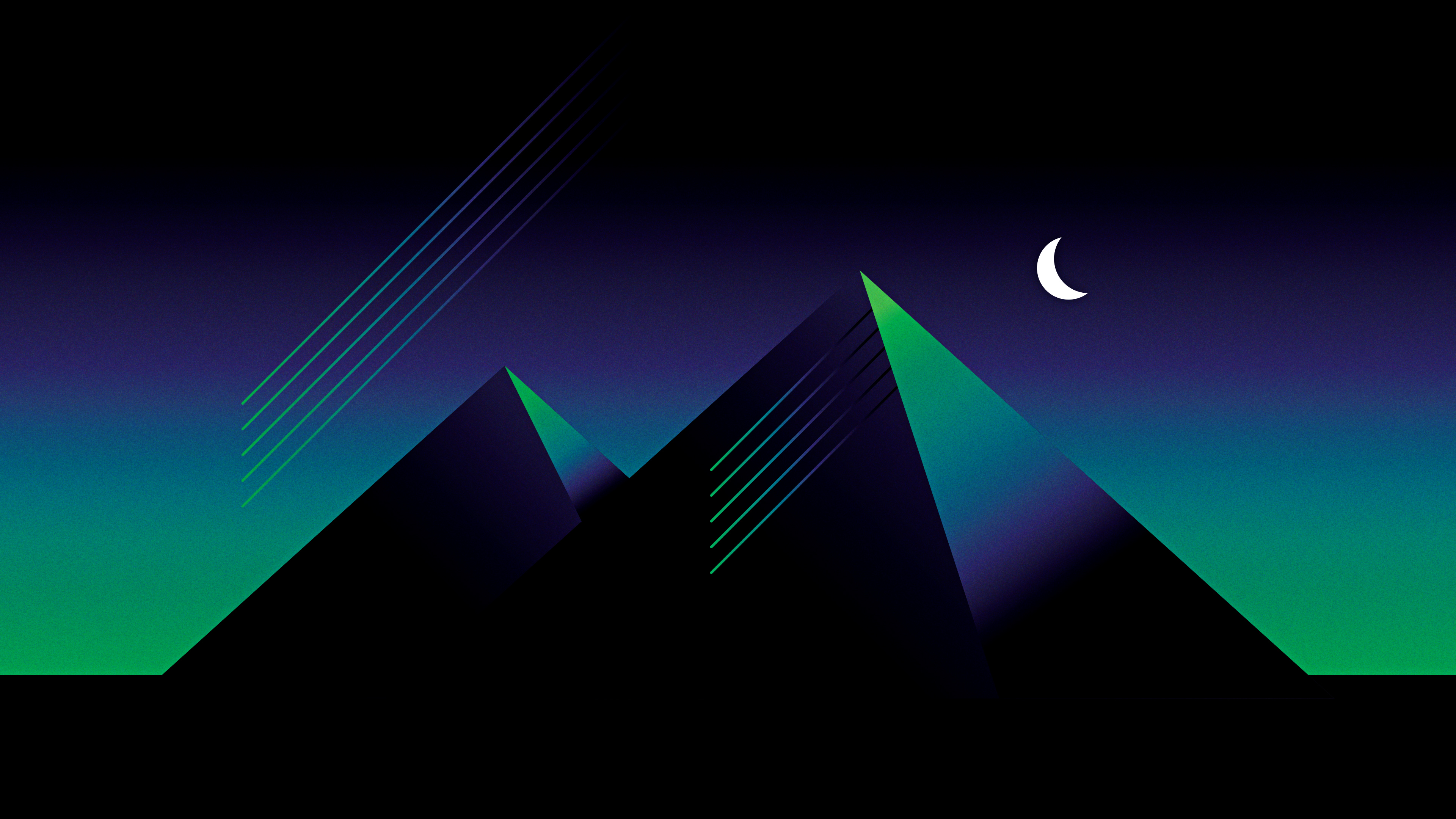 Digital Digital Art Artwork Illustration Colorful Moon Moon Phases Lines Pyramid Dark Dusk Glowing G 3840x2160